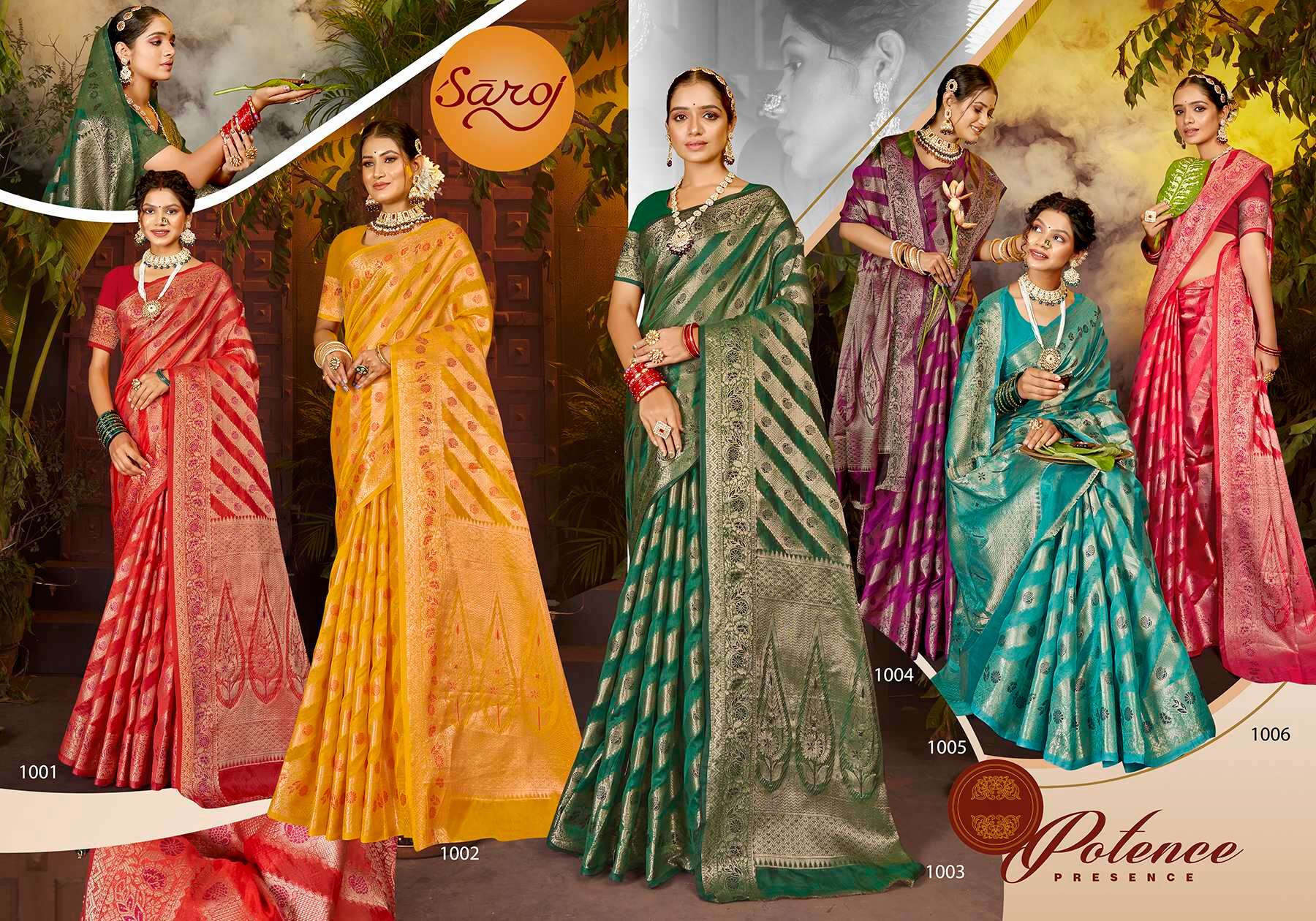 Saroj Haar Shringar vol.7 Premium cxc bright organza silk in bright matching Saree Wholesale catalog    