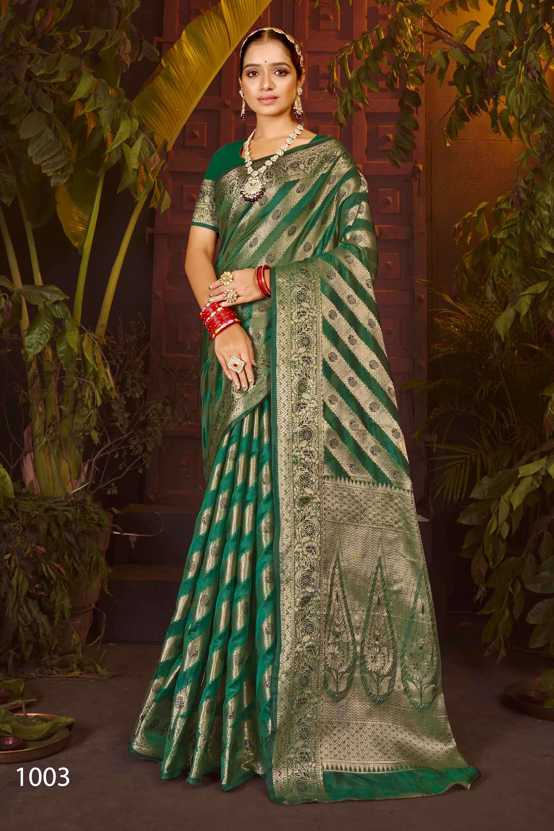 Saroj Haar Shringar vol.7 Premium cxc bright organza silk in bright matching Saree Wholesale catalog    