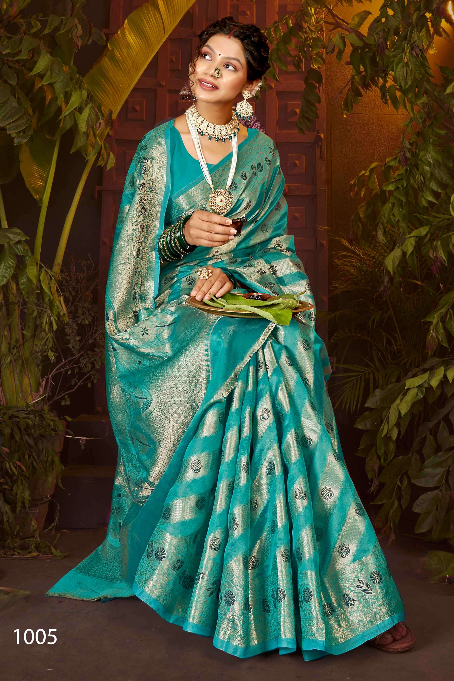 Saroj Haar Shringar vol.7 Premium cxc bright organza silk in bright matching Saree Wholesale catalog    