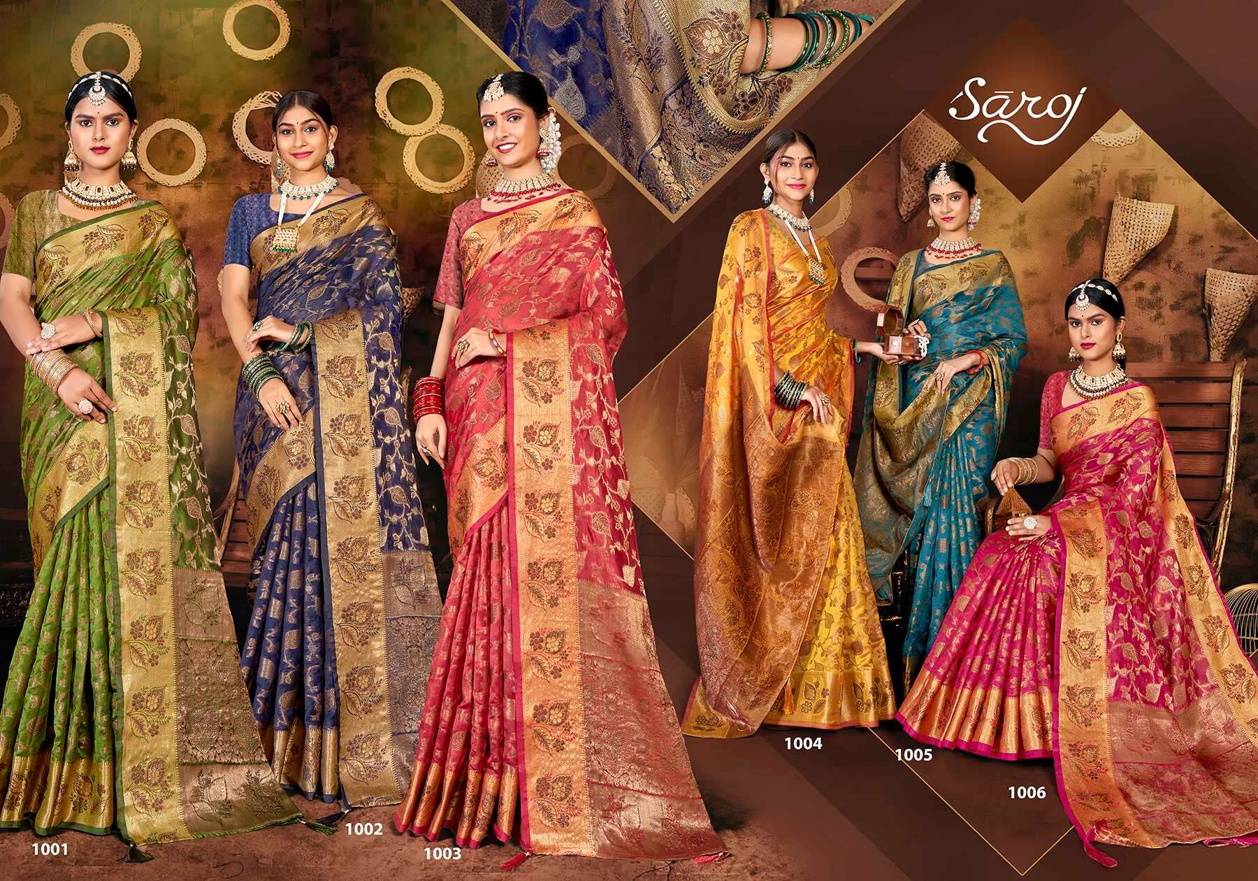 Saroj Hawa Mahal vol.2 Soft organza swarovski work Wholesale catalog    