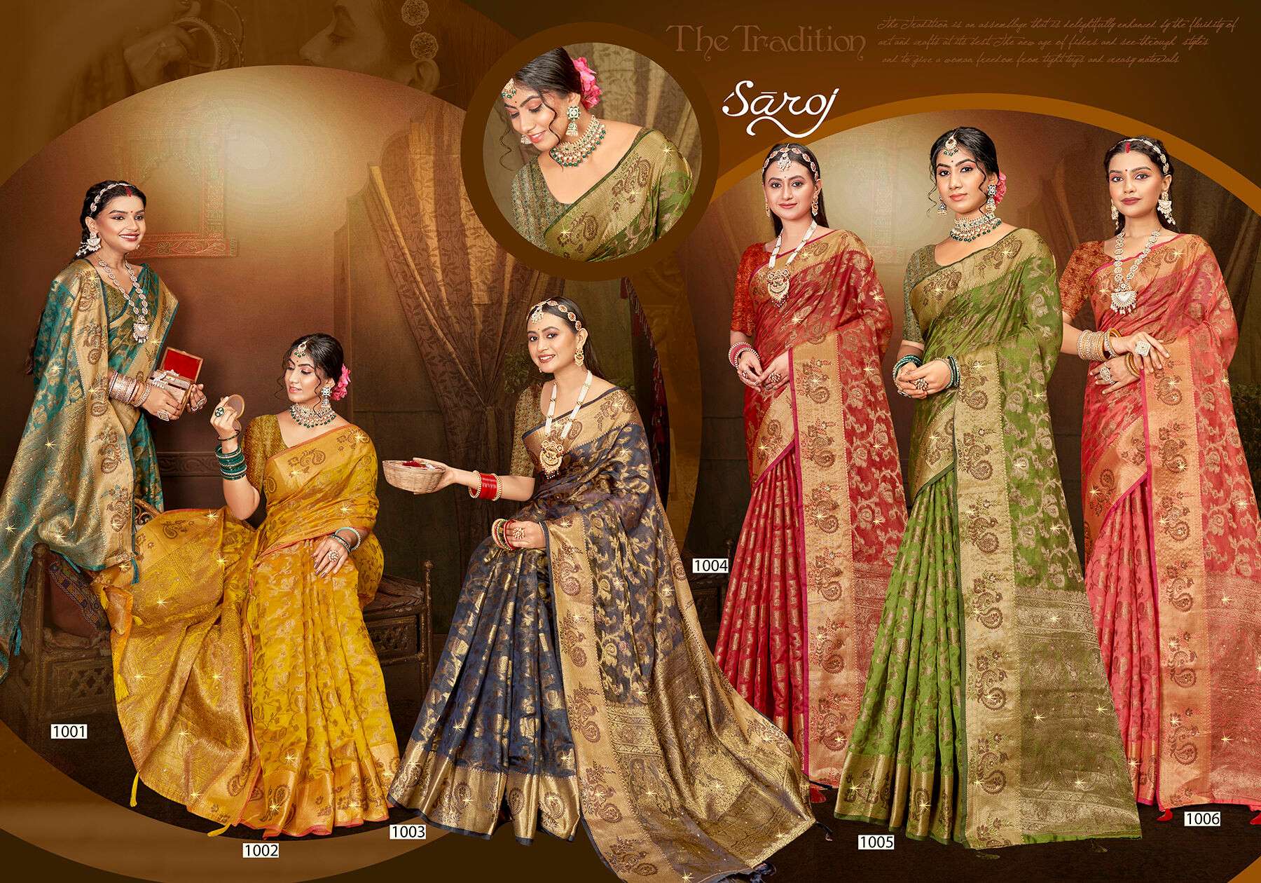 Saroj Hawa Mahal vol.4 Soft organza swarovski work Saree Wholesale catalog    