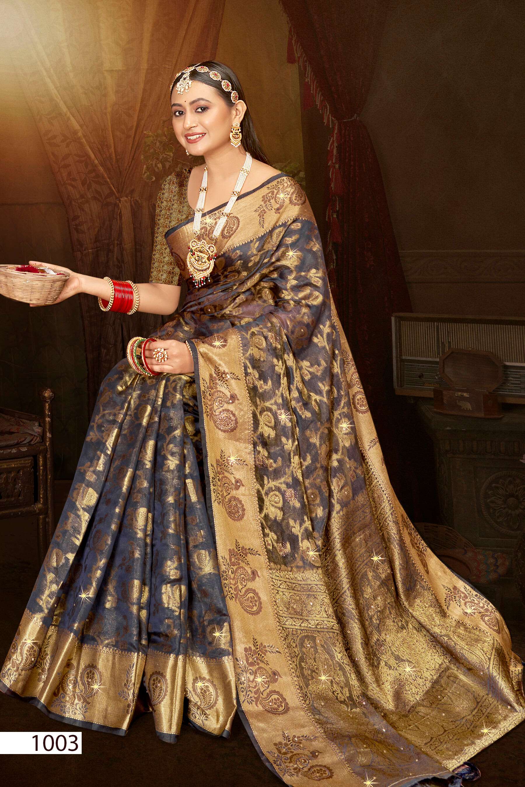 Saroj Hawa Mahal vol.4 Soft organza swarovski work Saree Wholesale catalog    
