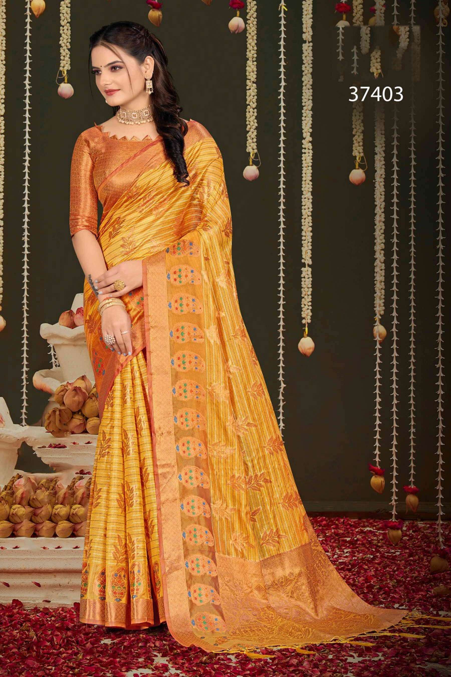 Saroj Indian art vol.1 Soft organza with heavy rich pallu  Saree Wholesale catalog    