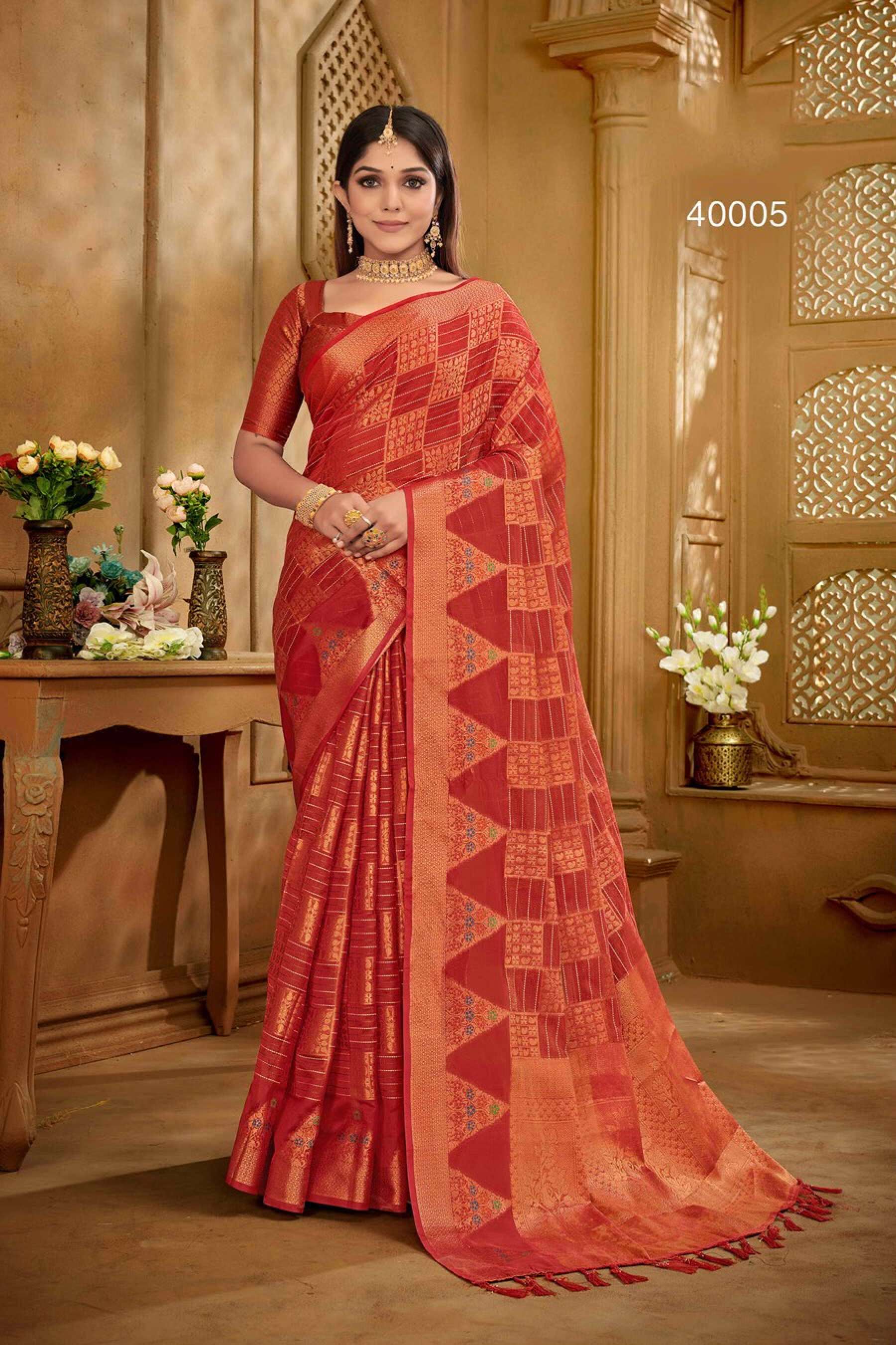 Saroj Indian art vol.2 Soft organza with heavy rich pallu  Saree Wholesale catalog    