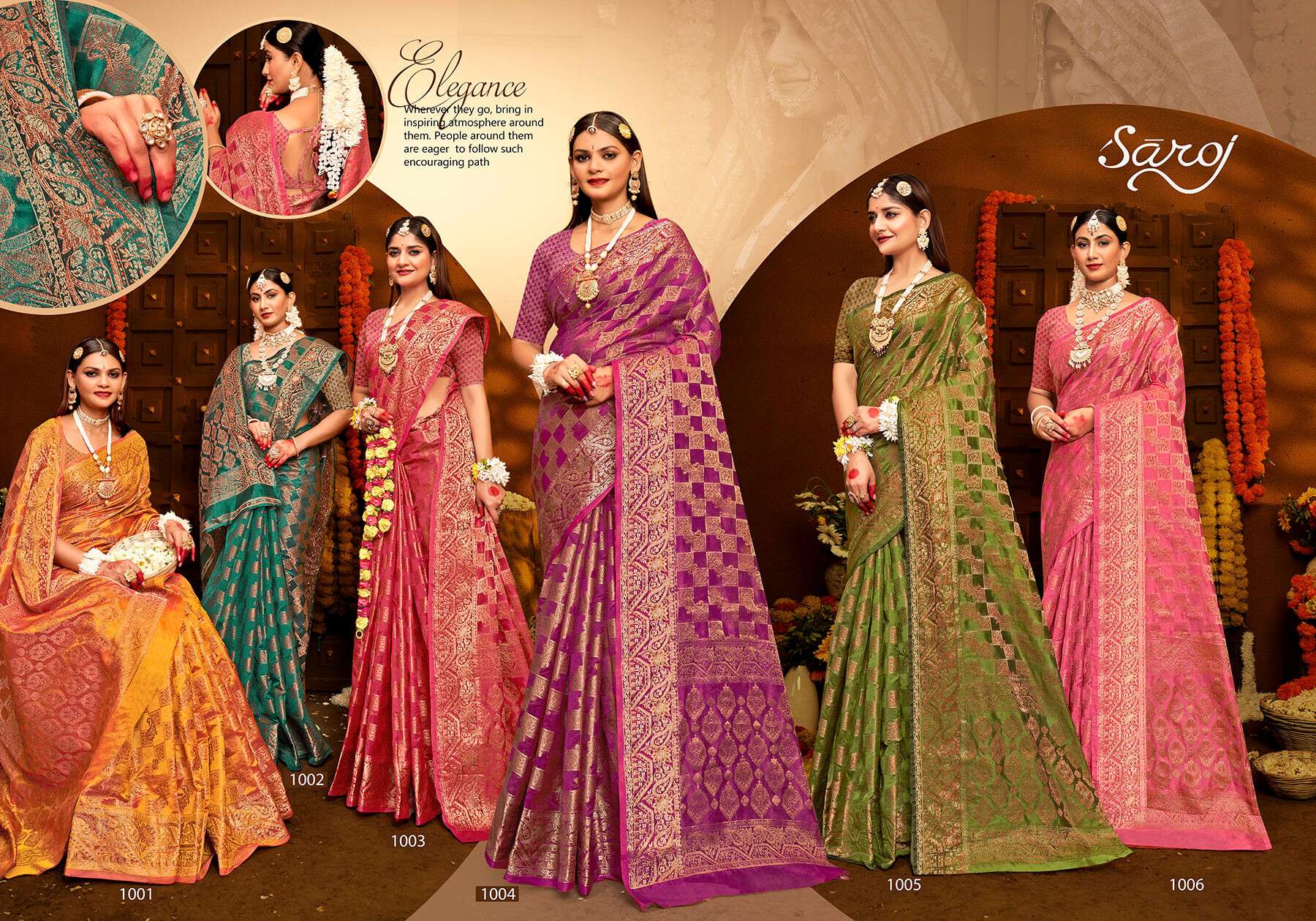Saroj Jhalak Vol - 1 Soft organza saree with pure jari saree Wholesale catalog    