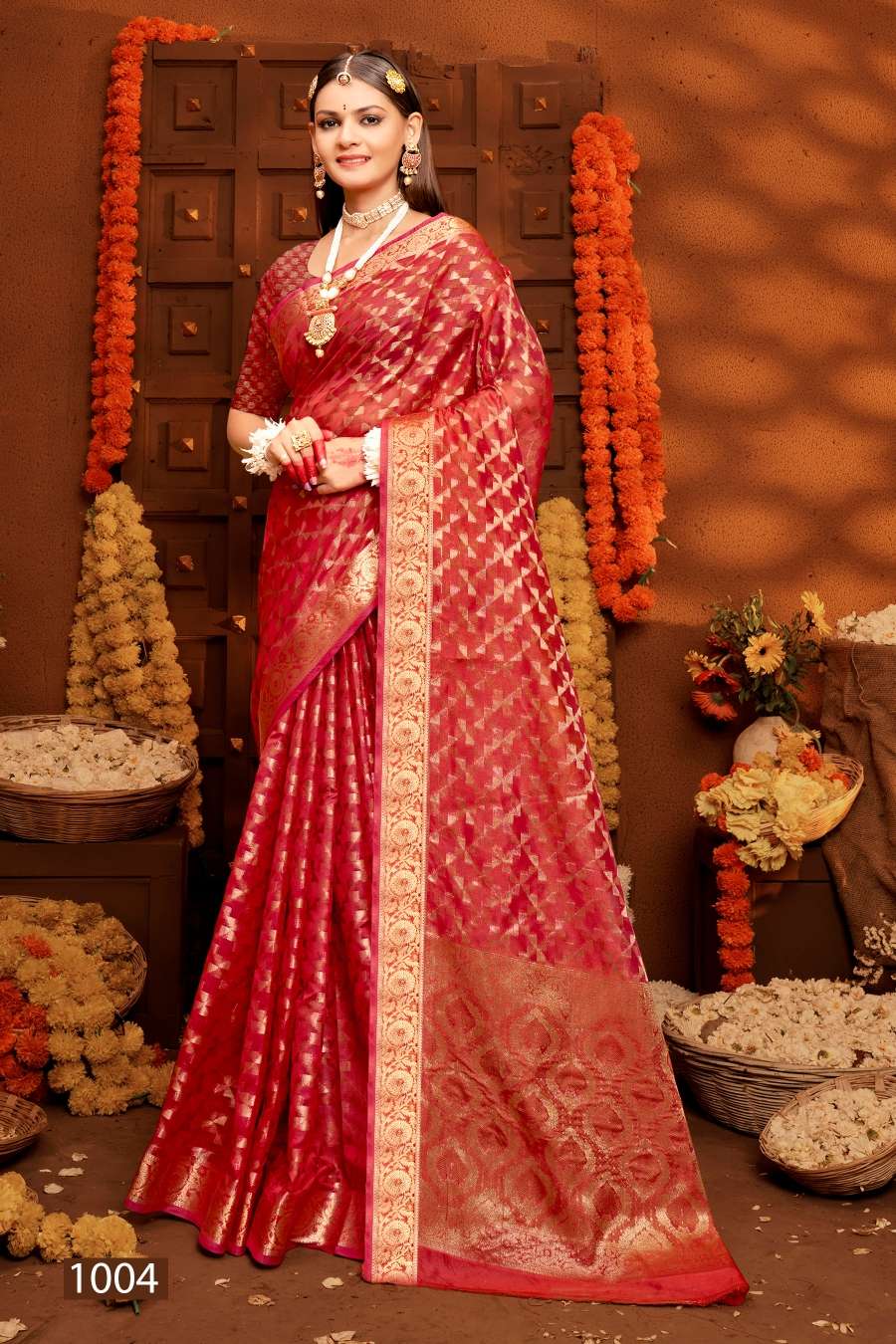 Saroj Jhalak Vol - 3 Soft Orgenza saree with pure jari Saree Wholesale catalog    