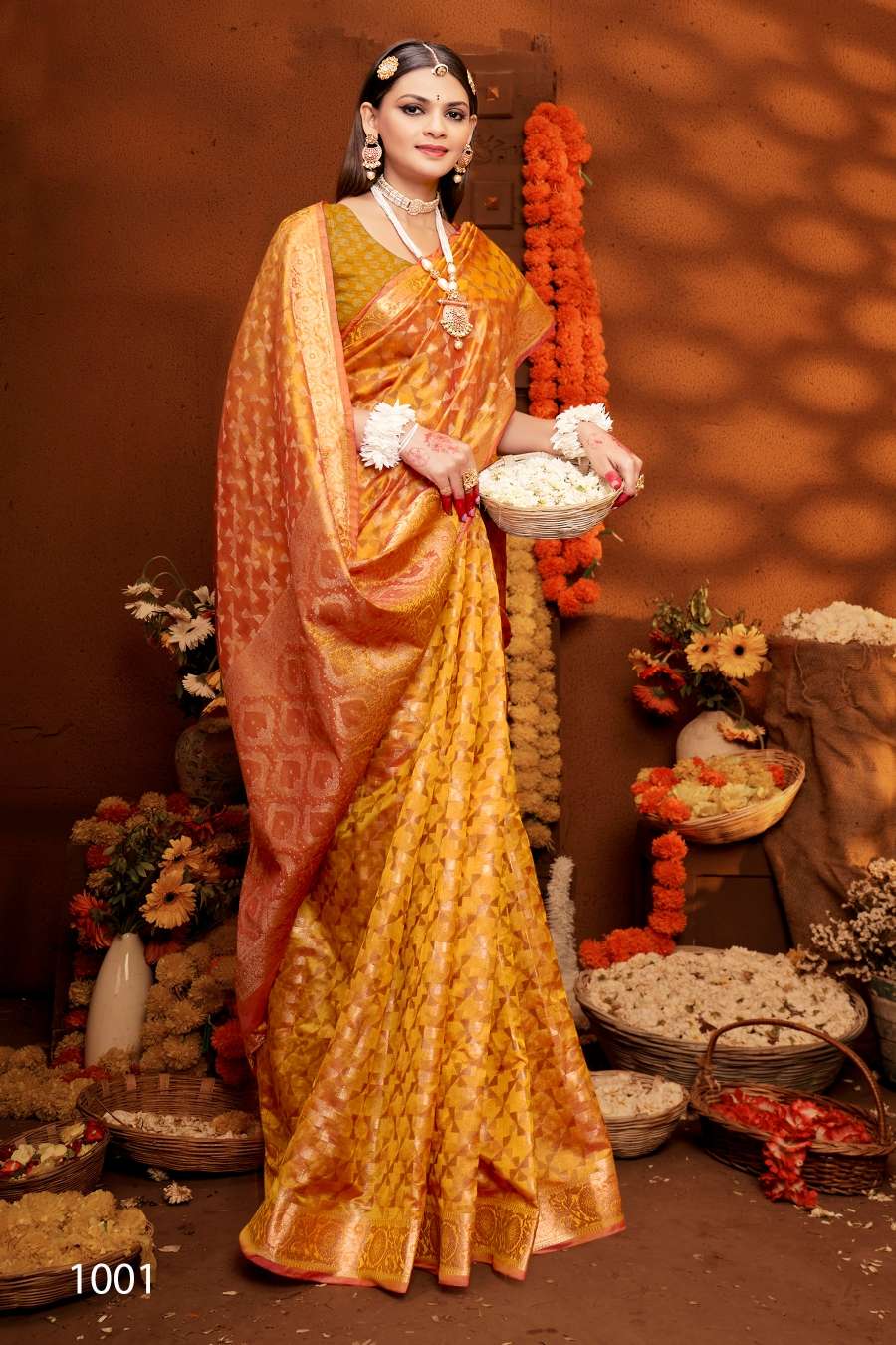 Saroj Jhalak Vol - 3 Soft Orgenza saree with pure jari Saree Wholesale catalog    