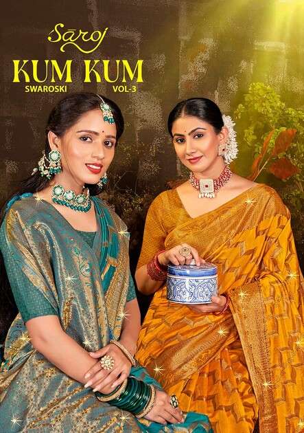 Saroj Kum kum Vol.3 Dola silk with heavy swarvoski work Wholesale catalog    