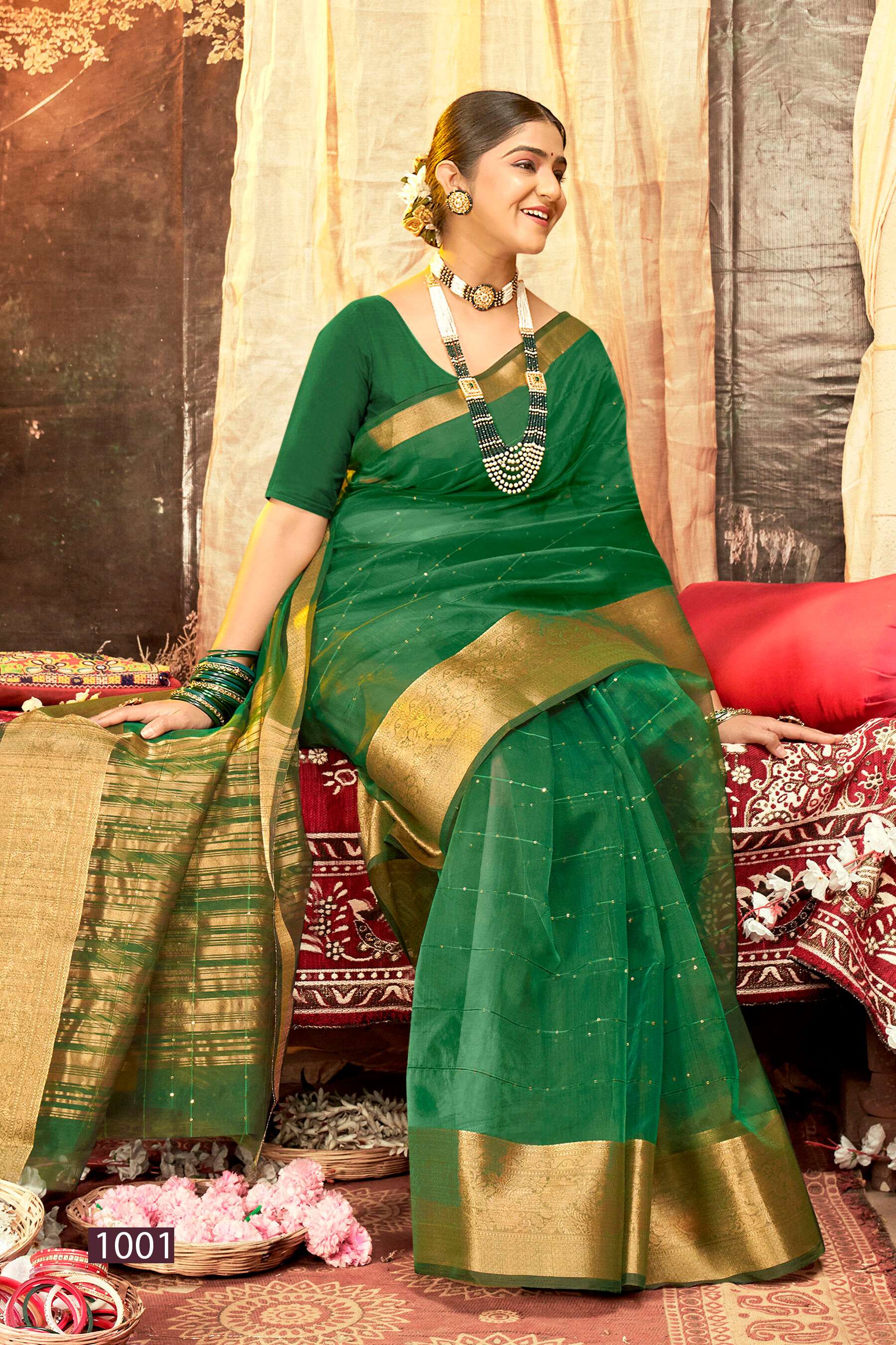 Saroj  Niharika Vol - 1 Soft organza silk  with heavy seqence sareeWholesale catalog    