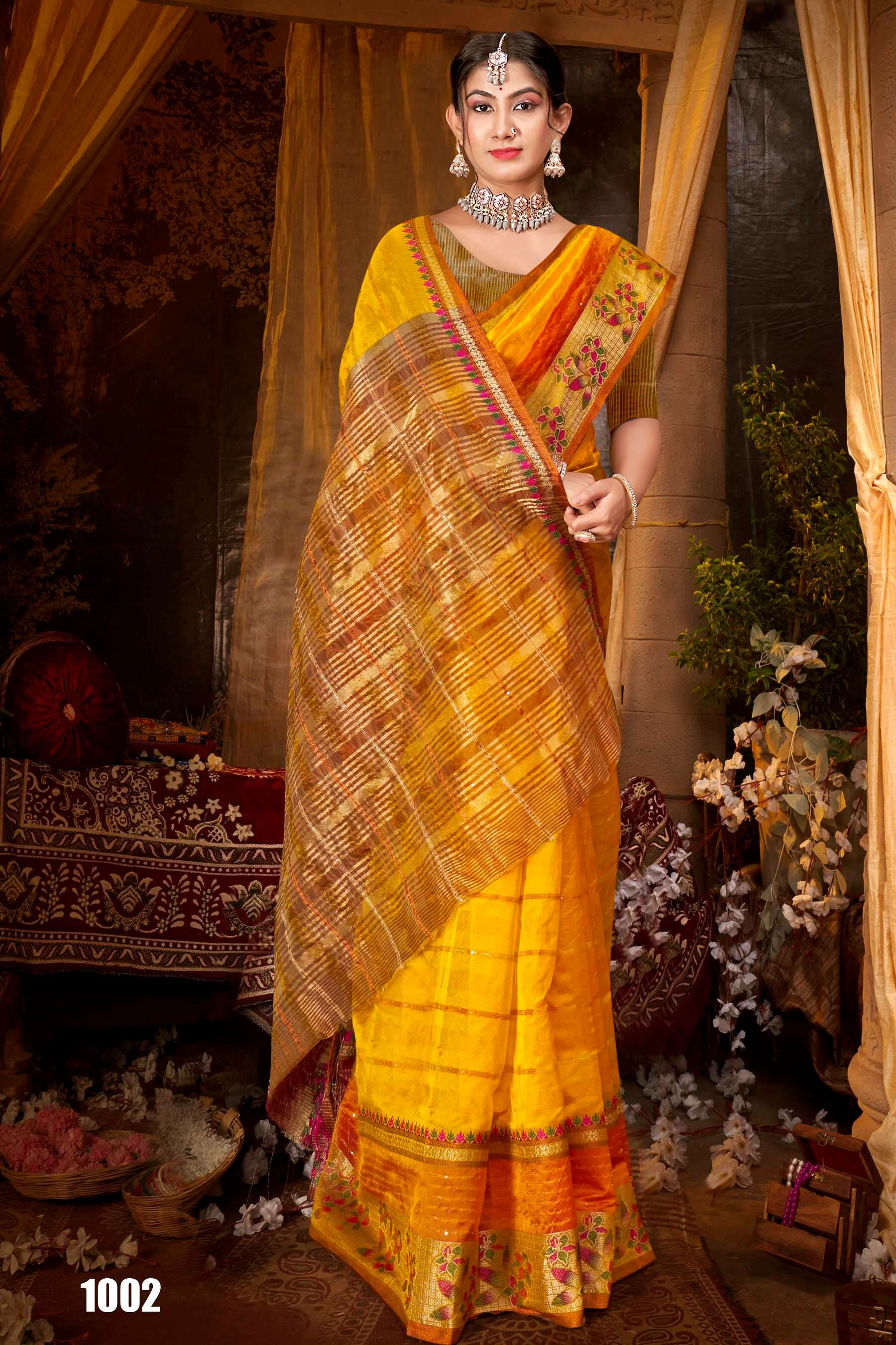 Saroj Sunflower Vol - 1 Soft Orgenza saree with fancy Designing Saree Wholesale catalog    