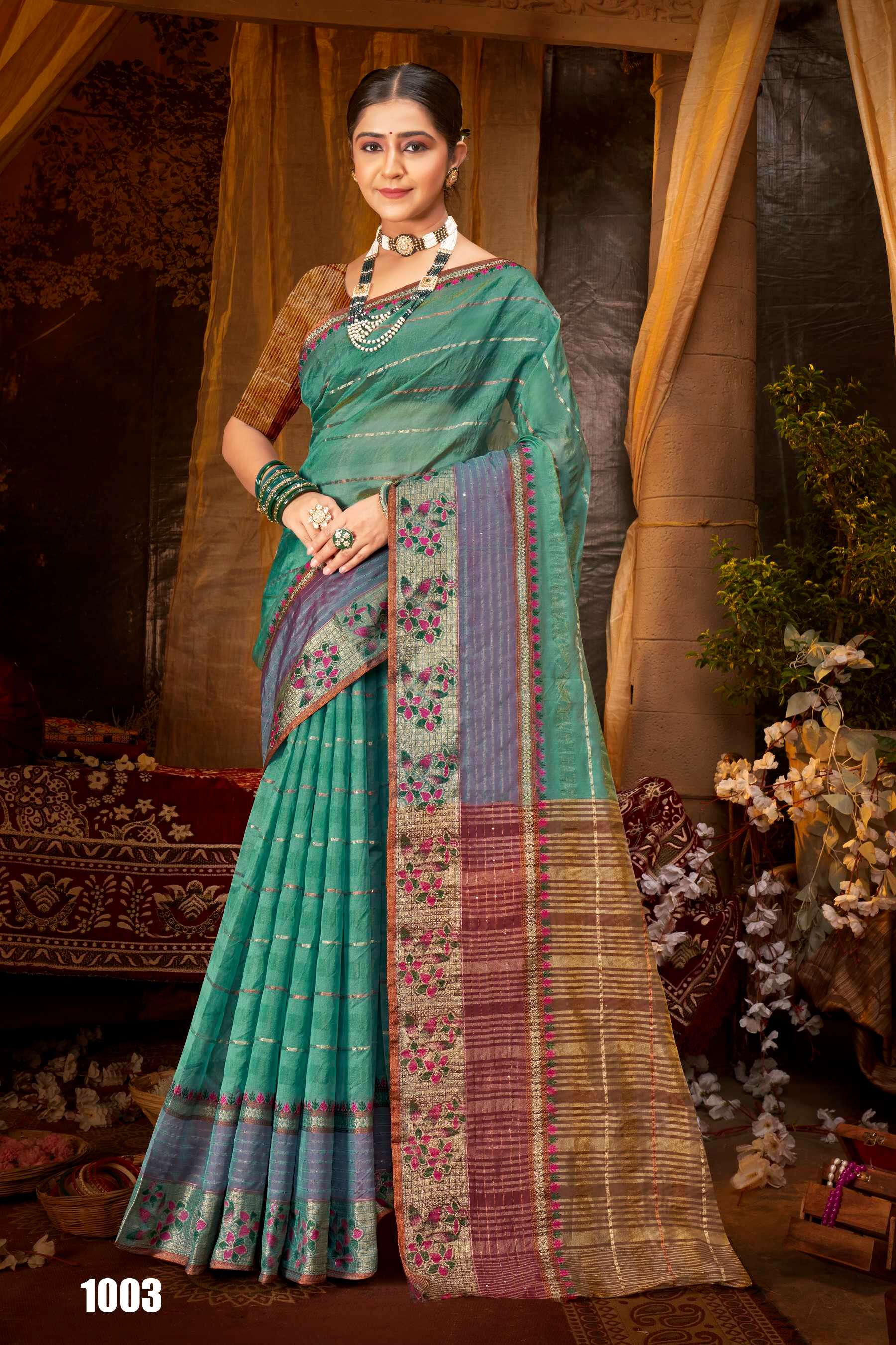 Saroj Sunflower Vol - 1 Soft Orgenza saree with fancy Designing Saree Wholesale catalog    