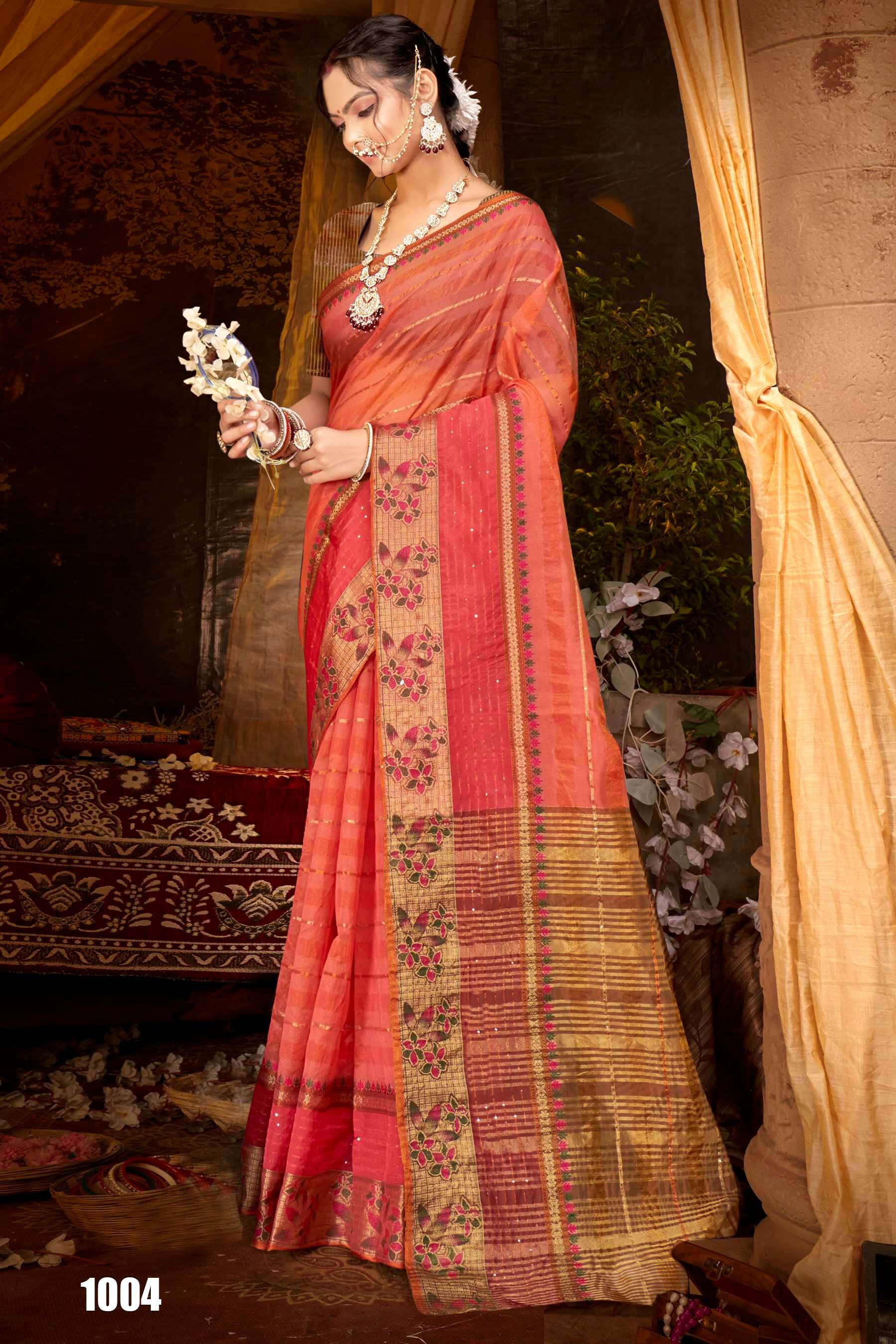 Saroj Sunflower Vol - 1 Soft Orgenza saree with fancy Designing Saree Wholesale catalog    