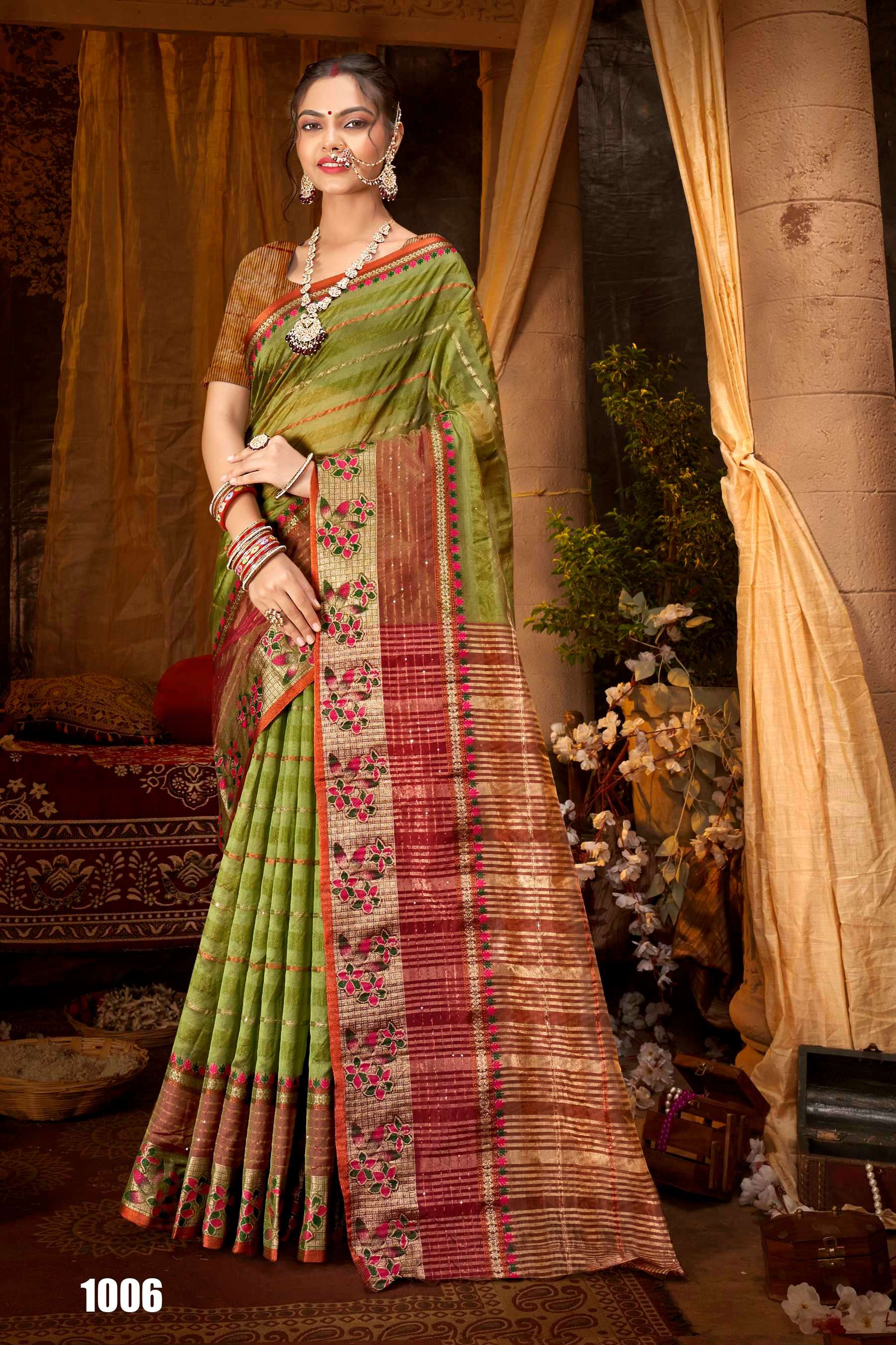 Saroj Sunflower Vol - 1 Soft Orgenza saree with fancy Designing Saree Wholesale catalog    