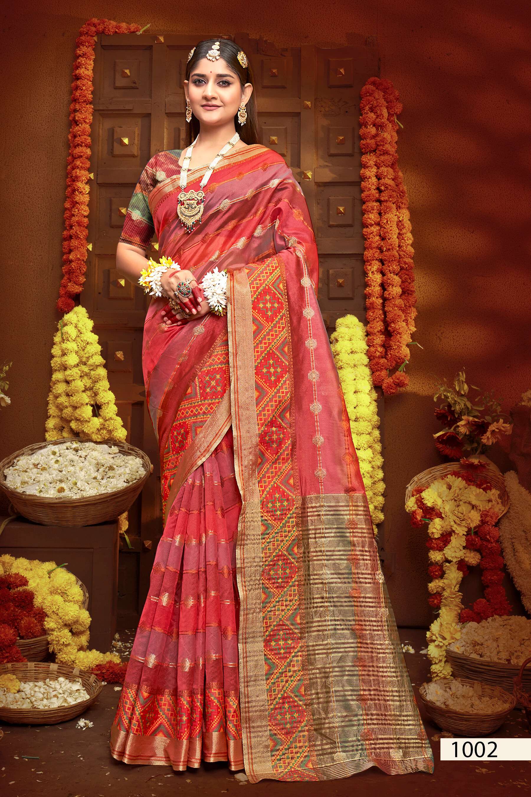 Saroj Sunflower Vol - 4 Soft Orgenza saree with fancy Designing Saree Wholesale catalog    