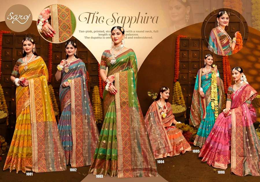 Saroj Sunflower Vol - 5 Soft Orgenza saree with fancy Designing Saree Wholesale catalog    