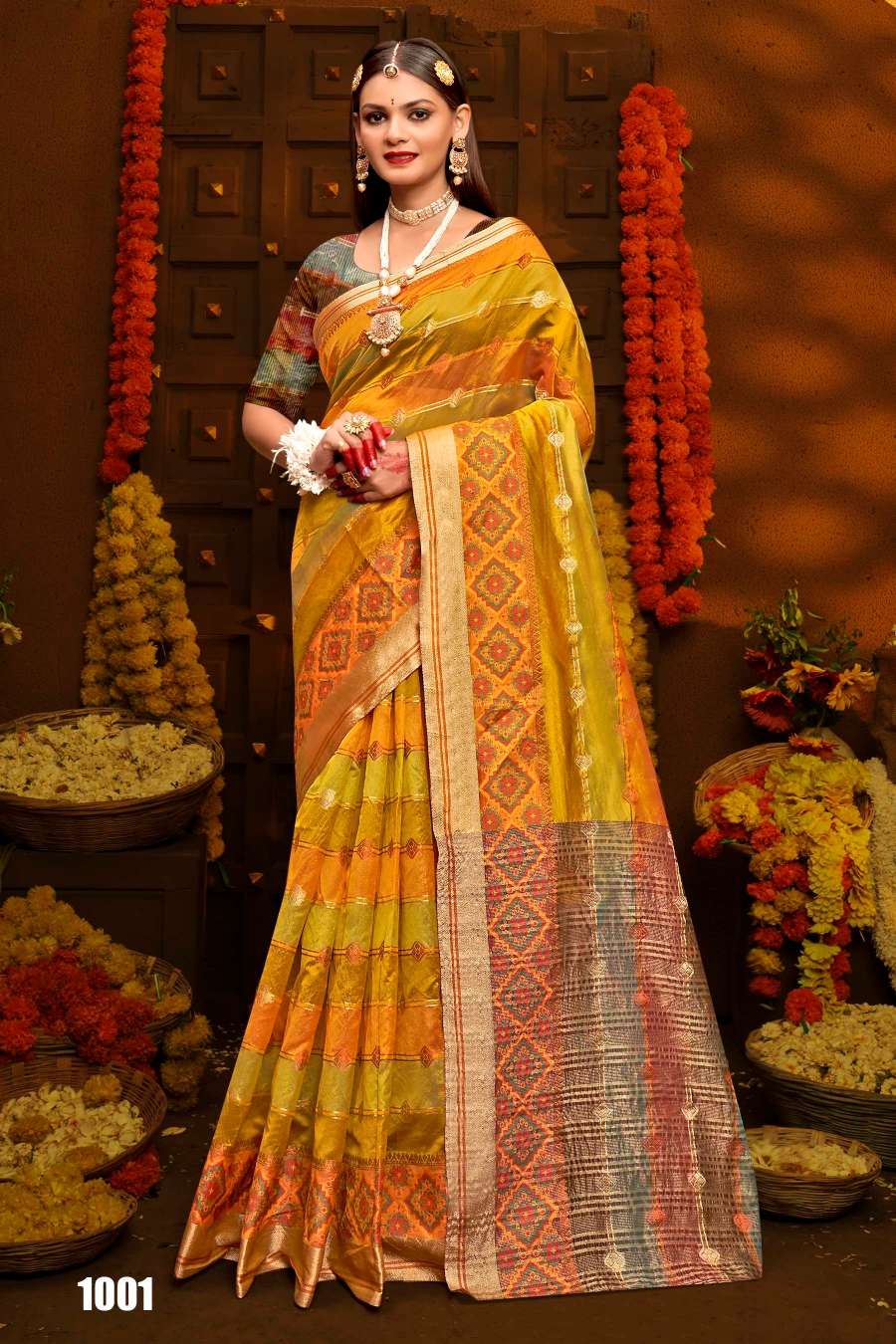 Saroj Sunflower Vol - 5 Soft Orgenza saree with fancy Designing Saree Wholesale catalog    