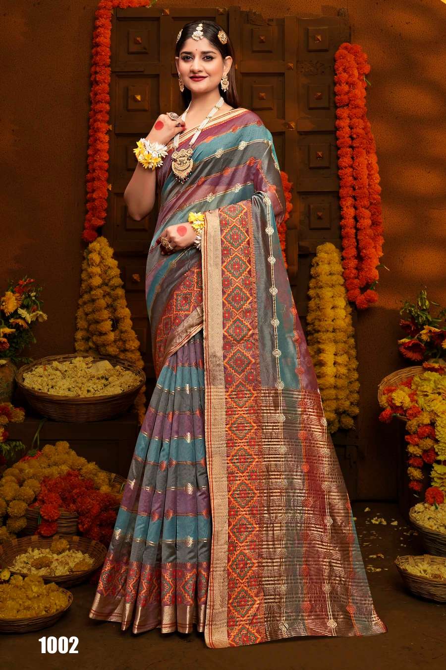 Saroj Sunflower Vol - 5 Soft Orgenza saree with fancy Designing Saree Wholesale catalog    