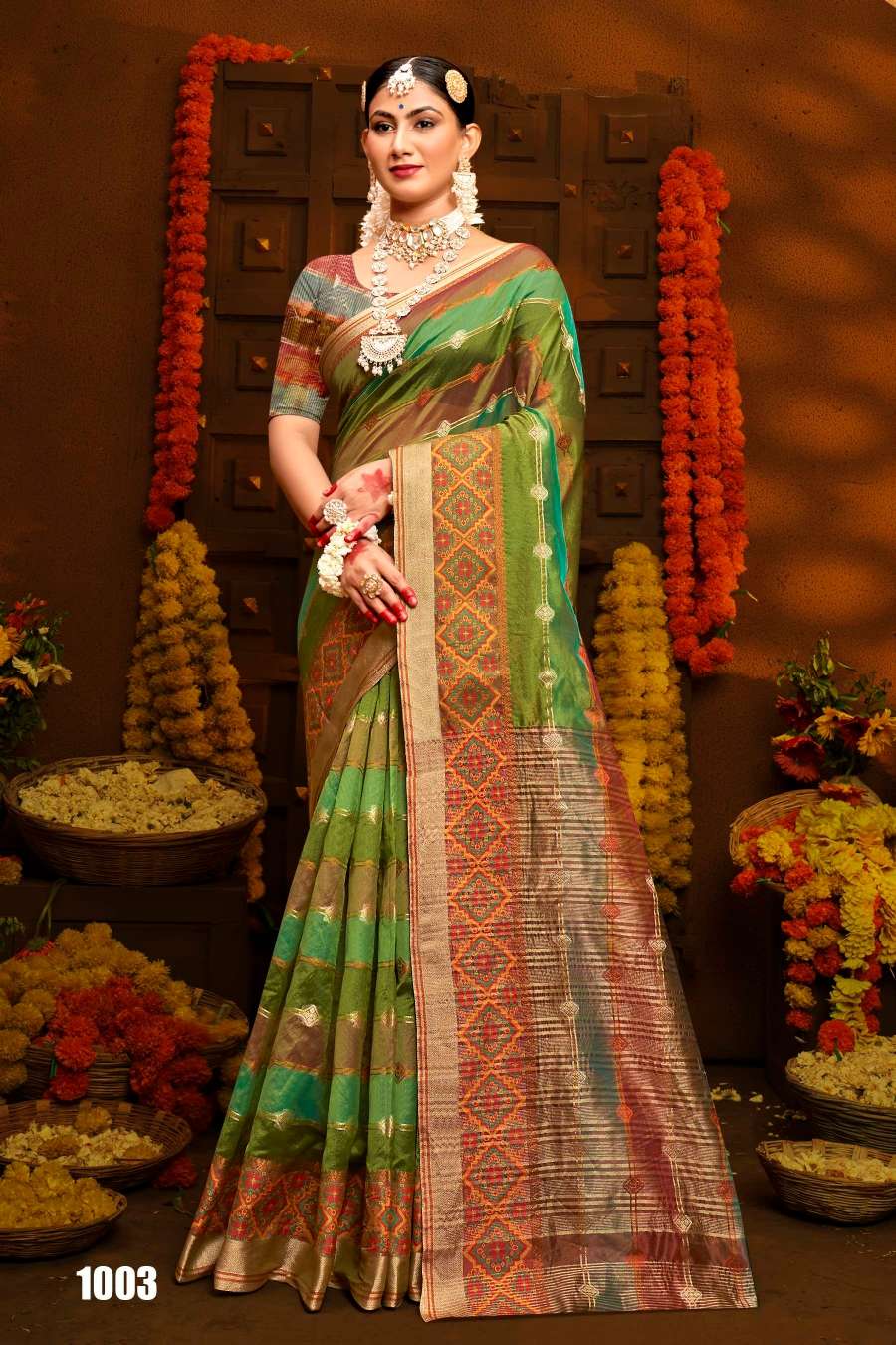 Saroj Sunflower Vol - 5 Soft Orgenza saree with fancy Designing Saree Wholesale catalog    