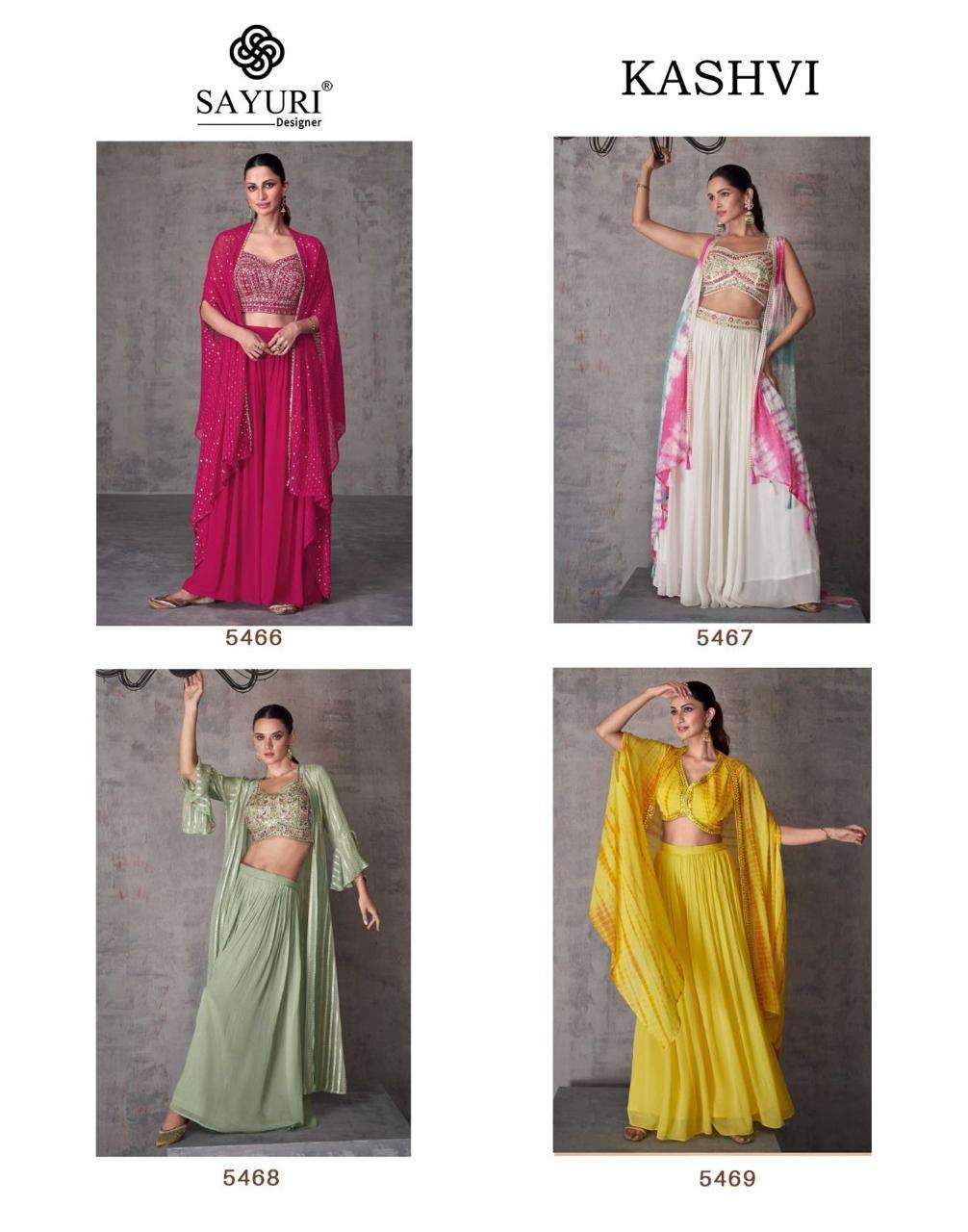 Sayuri Kashvi Real Georgette Indo Western Wear Wholesale catalog