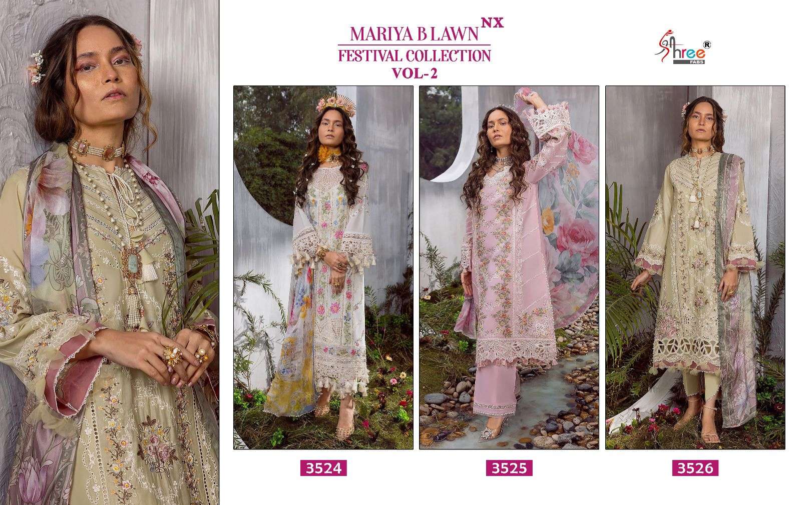 Shree Mariya B Lawn Festival Vol 2 Nx Cotton Dupatta Salwar Suit Wholesale catalog