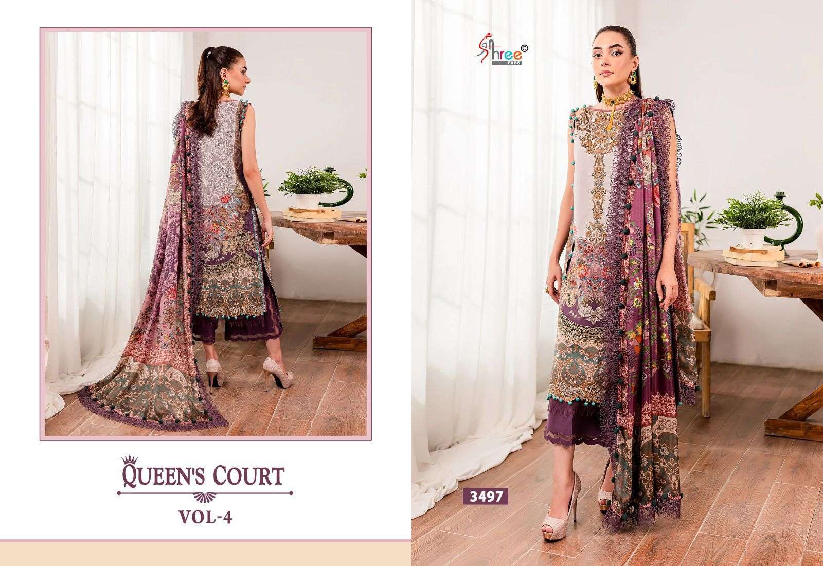 Shree Queens Court Vol 4 Chiffon Dupatta Pakistani Suits Wholesale catalog