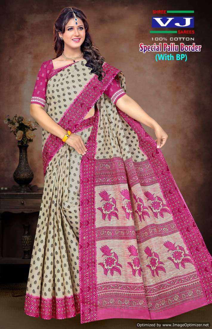 Shree VJ Special Pallu Border – Cotton Sarees - Wholesale Catalog