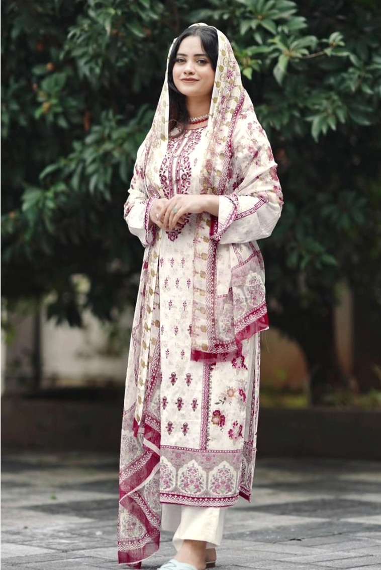 Taj 506 And 507 Cotton Dupatta Pakistani Suits Wholesale catalog