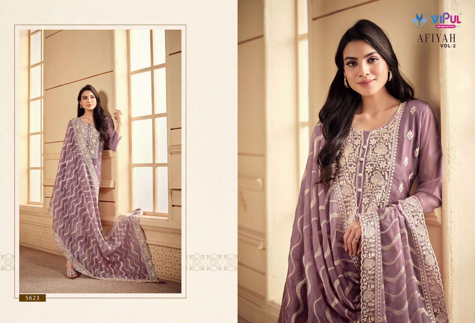 Vipul Afiyah Vol 2 Soft Organza Salwar Kameez Wholesale catalog