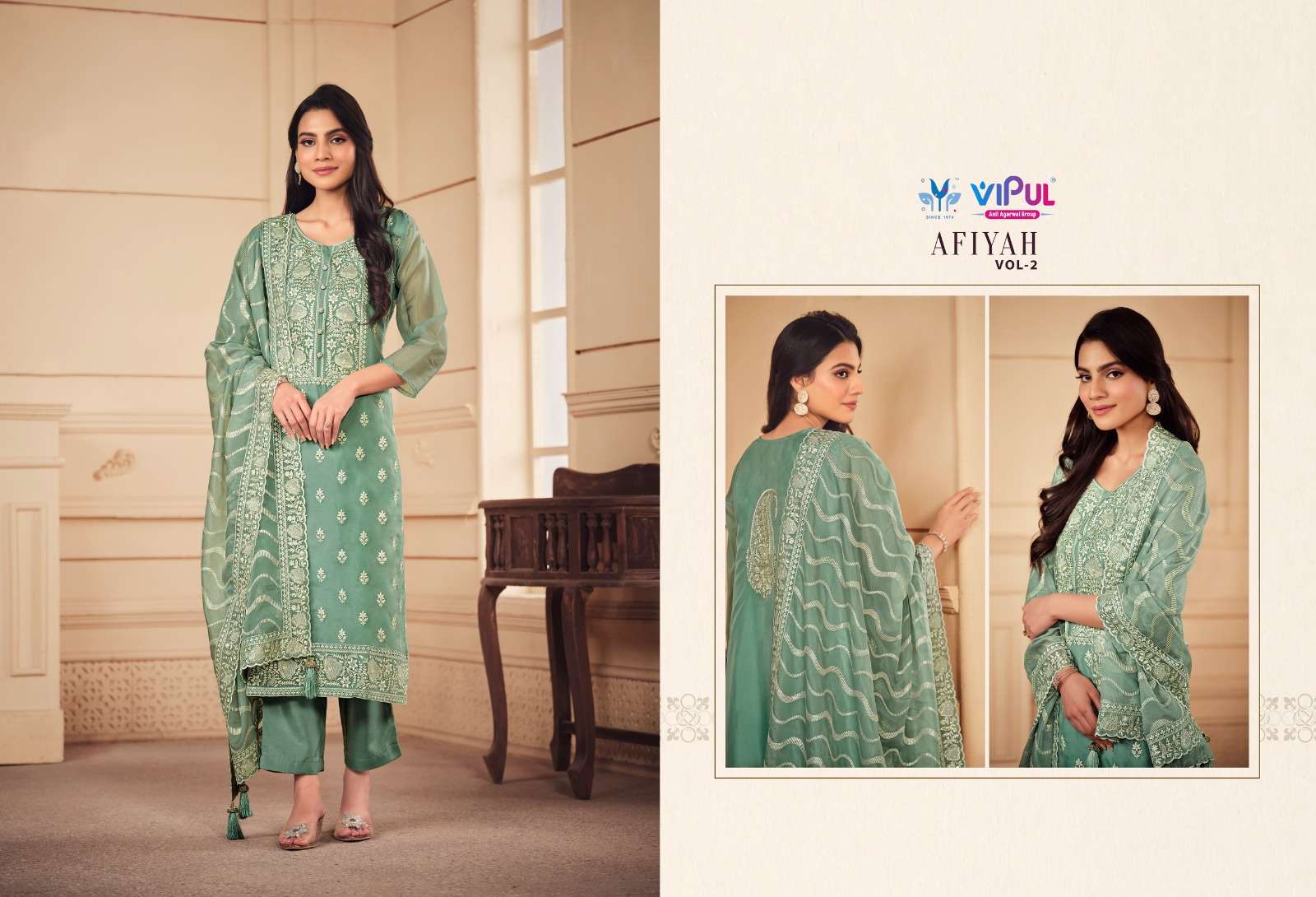 Vipul Afiyah Vol 2 Soft Organza Salwar Kameez Wholesale catalog