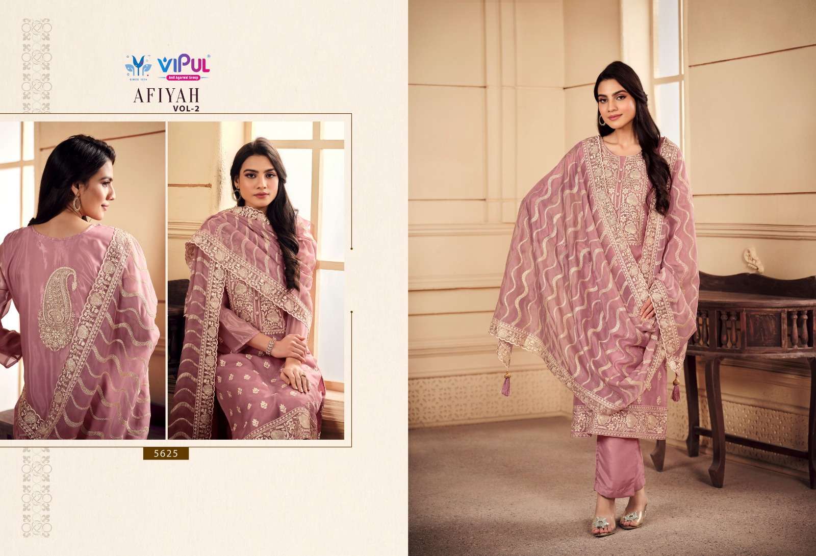 Vipul Afiyah Vol 2 Soft Organza Salwar Kameez Wholesale catalog