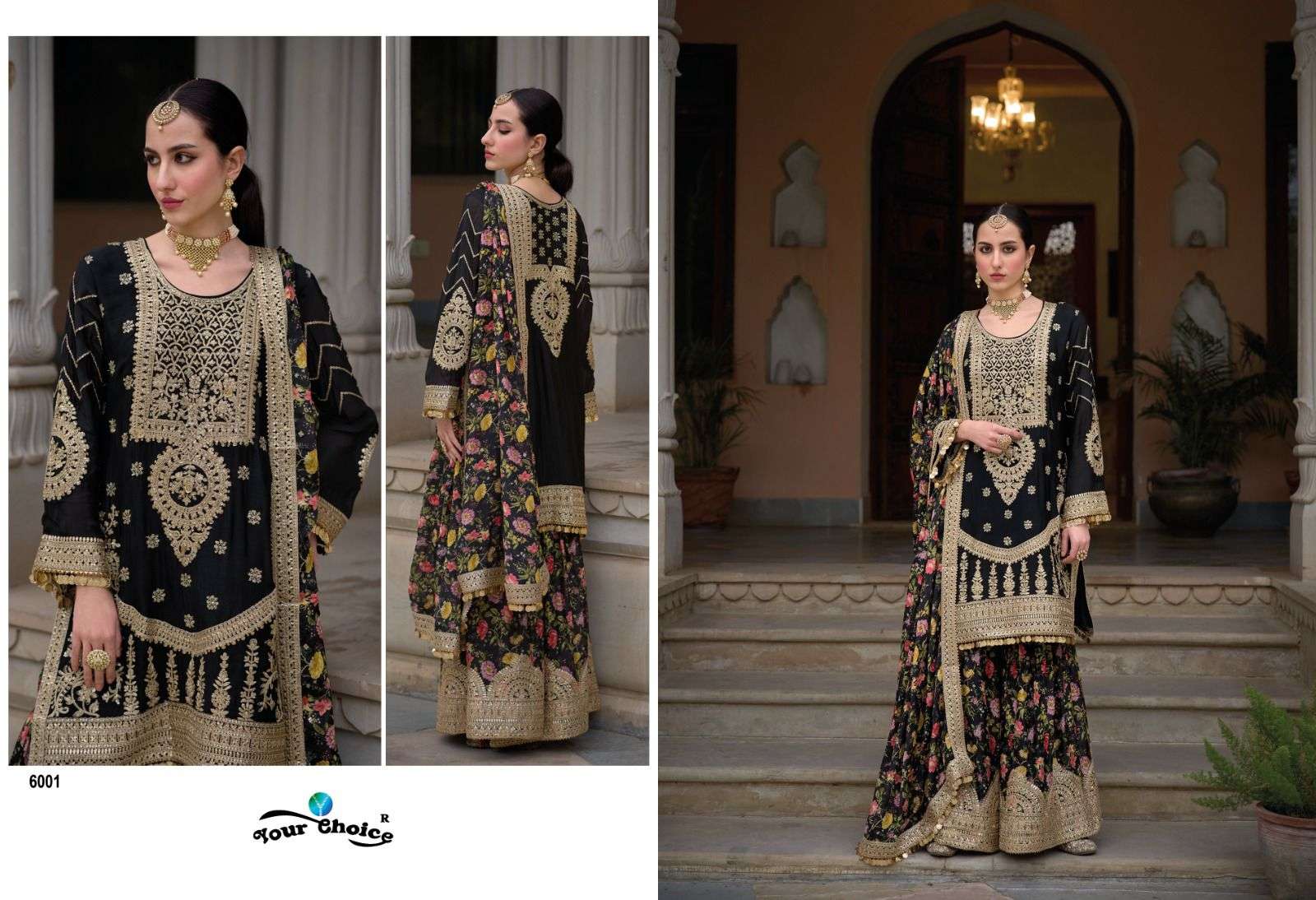 Your Choice Sadaf Gold Designer Chinon Salwar Suit Wholesale catalog