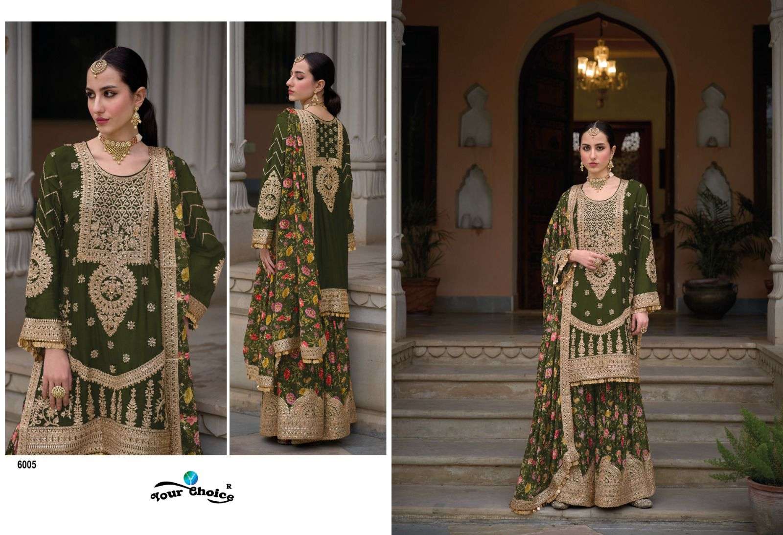 Your Choice Sadaf Gold Designer Chinon Salwar Suit Wholesale catalog