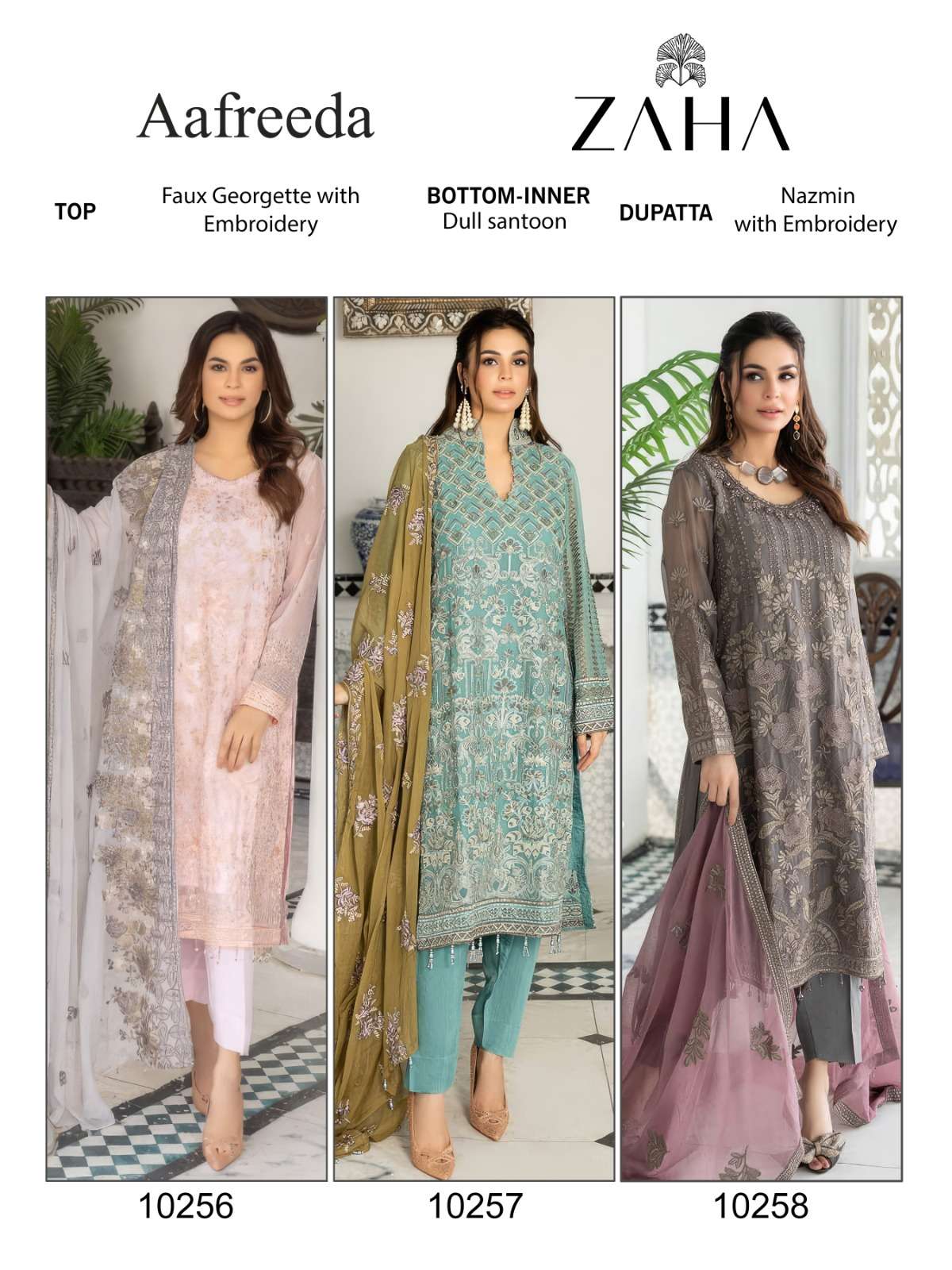 Zaha Aafreeda Vol 1 Georgette Salwar Kameez Wholesale catalog