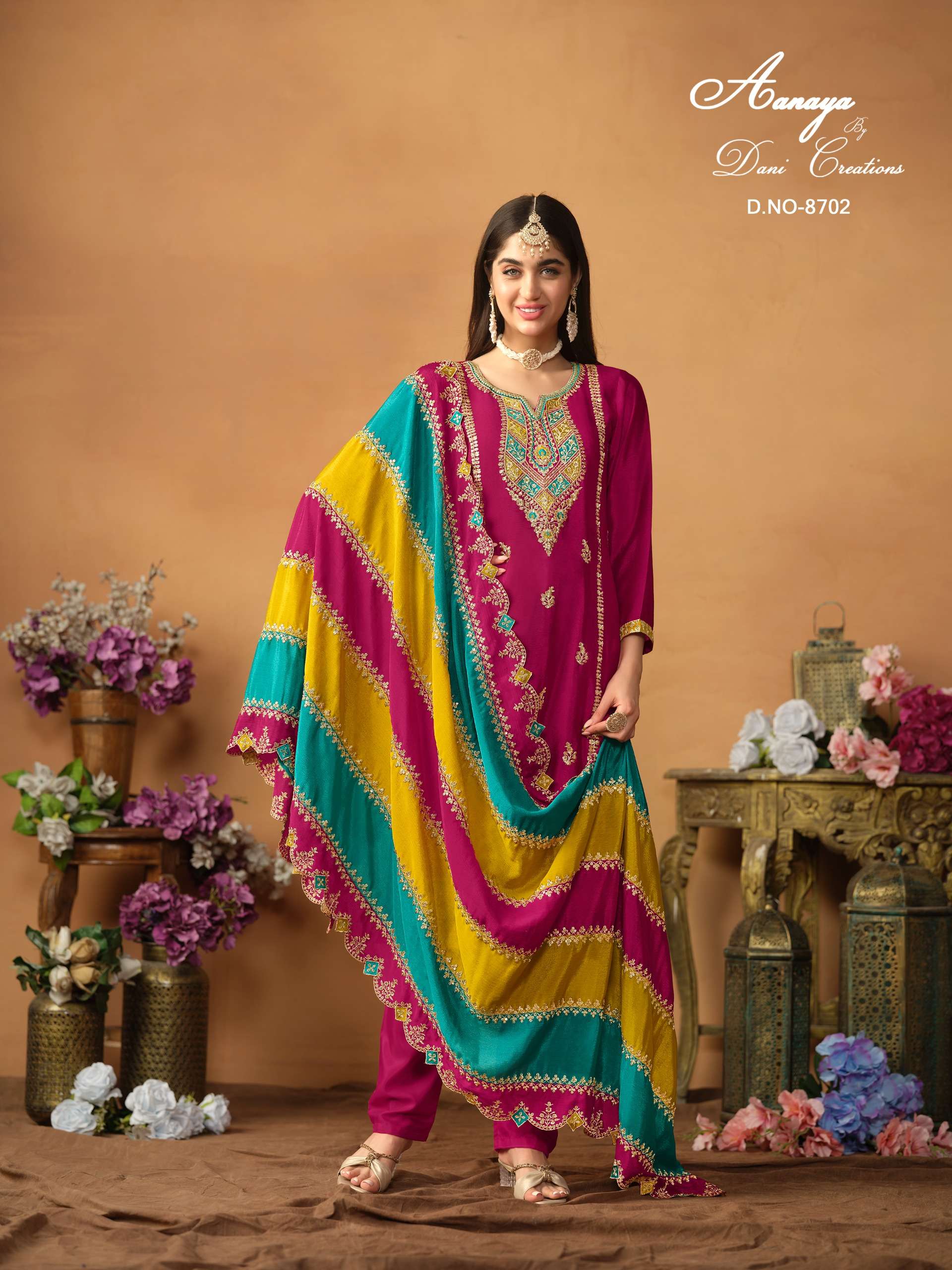 Aanaya Vol 187 Chinon Silk Designer Salwar Suit Wholesale catalog