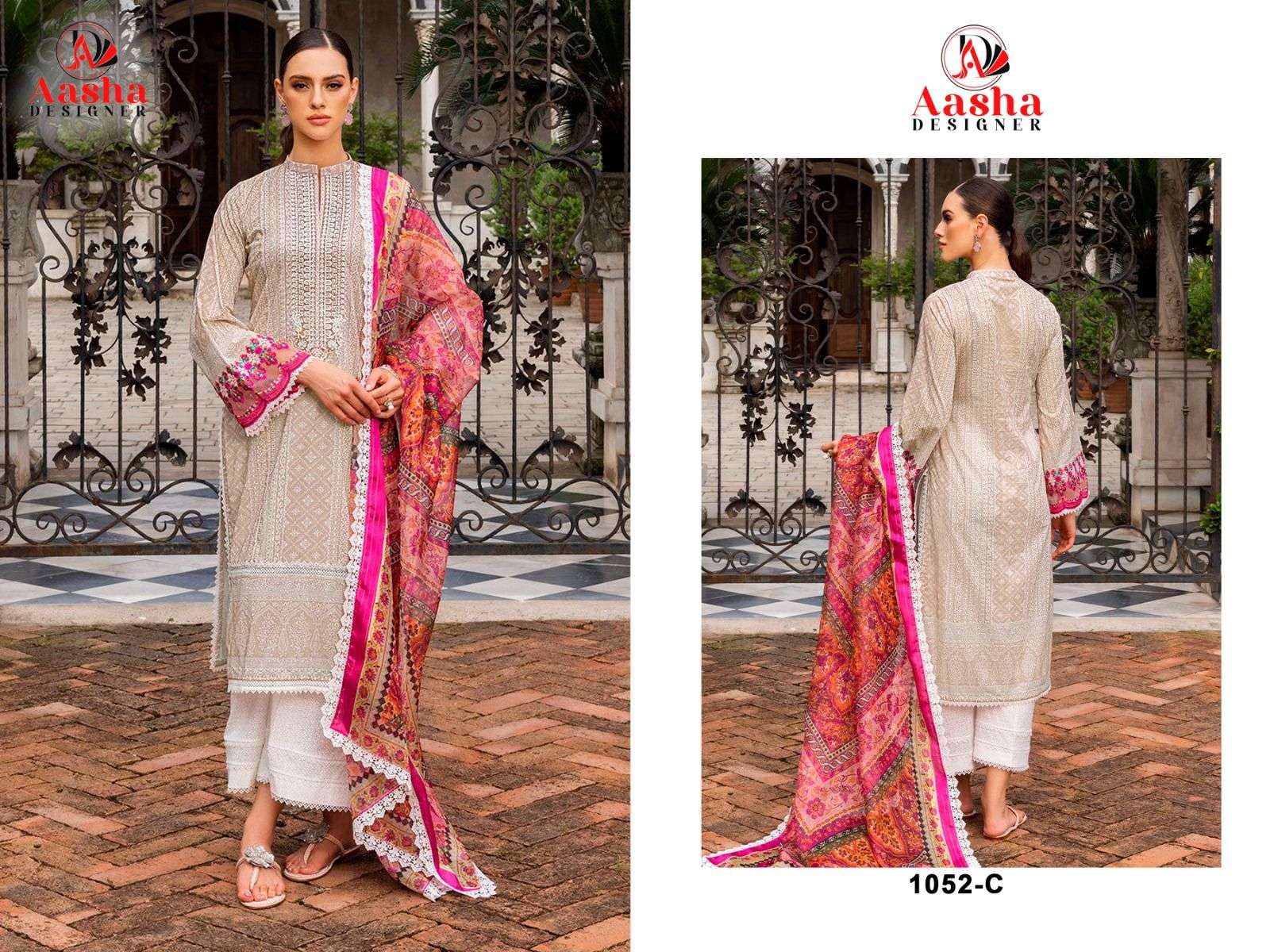 Aasha 1052 A To C Chiffon Dupatta Salwar Kameez Wholesale catalog