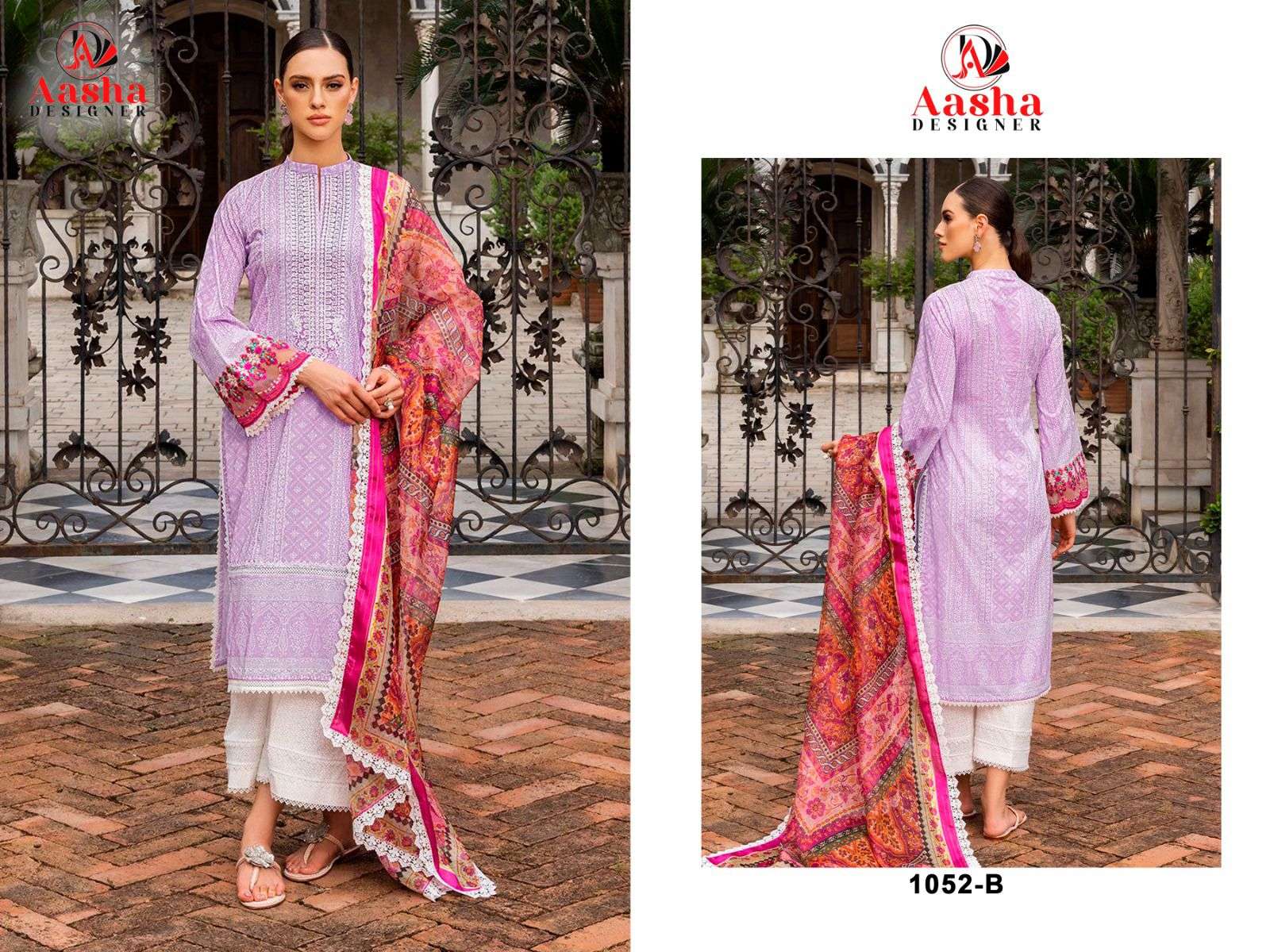 Aasha 1052 A To C Chiffon Dupatta Salwar Kameez Wholesale catalog
