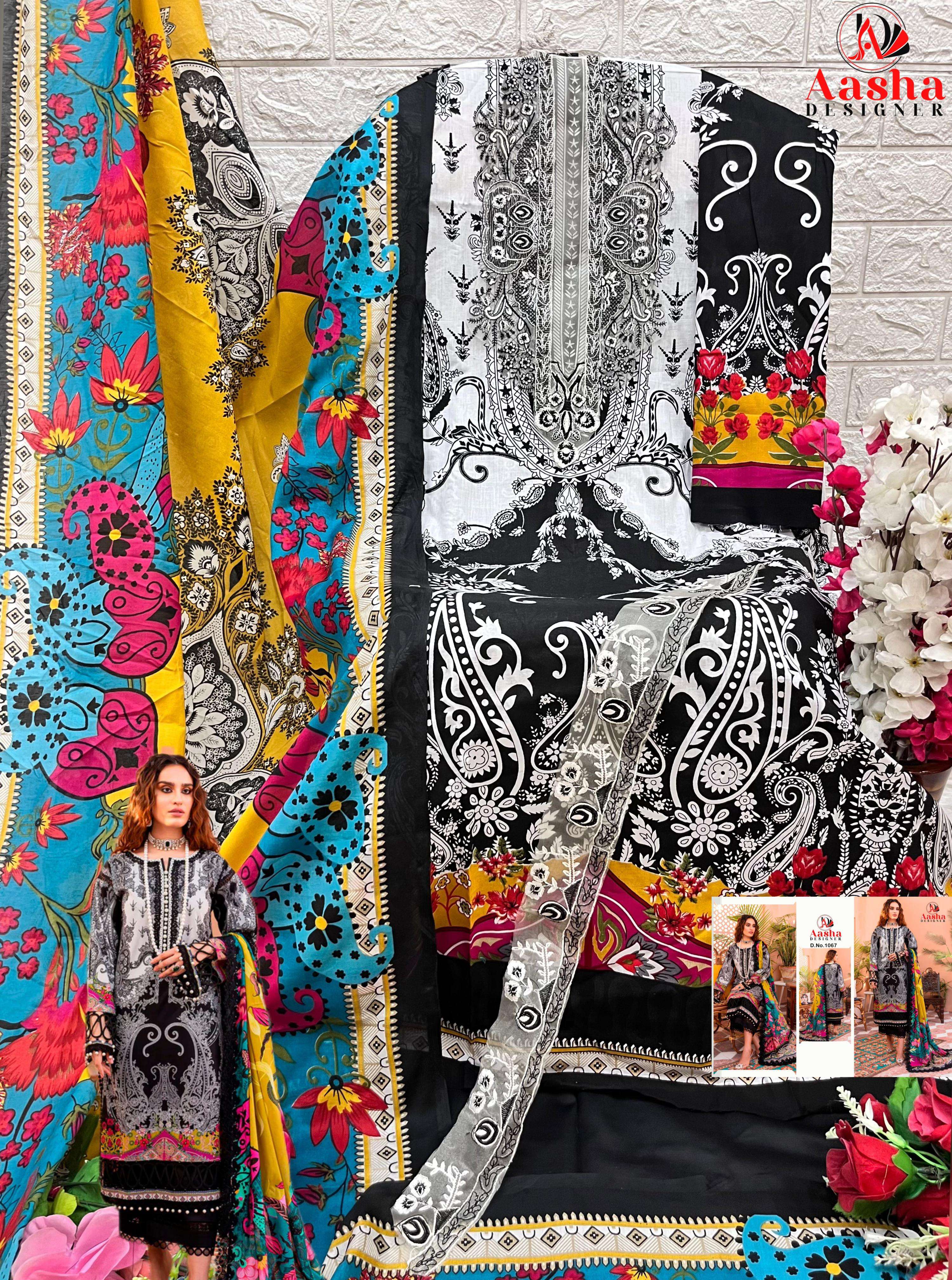 Aasha 1067 Chiffon Dupatta  Salwar Kameez Wholesale catalog