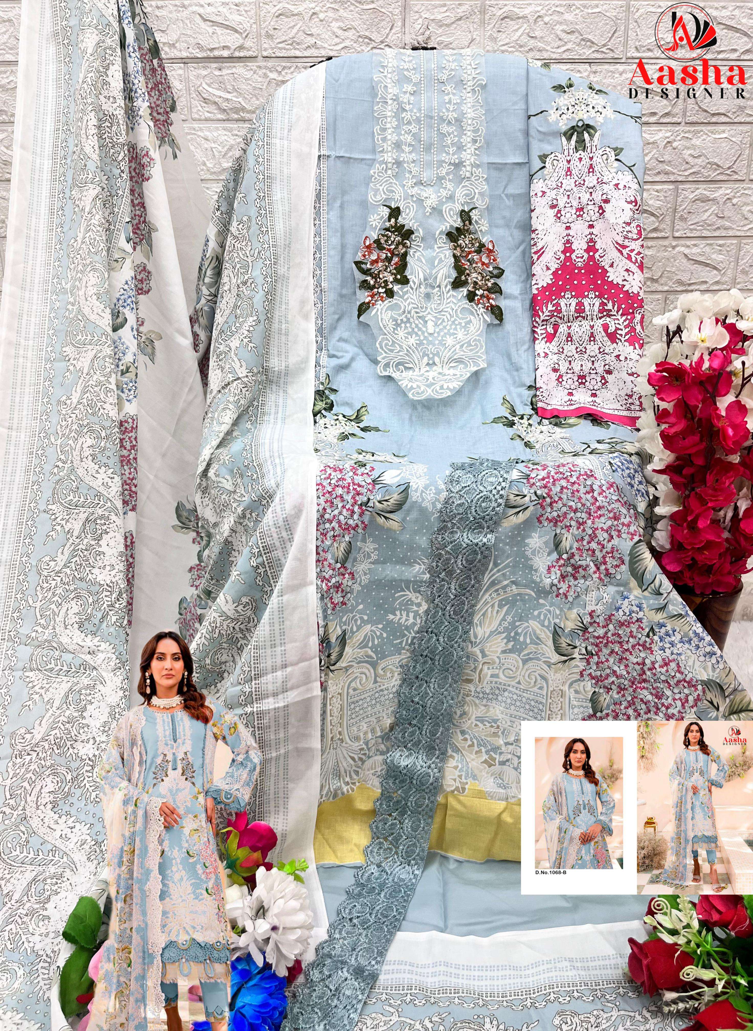 Aasha Needle Wonder Vol 7 Chiffon Dupatta Salwar Suits Wholesale catalog