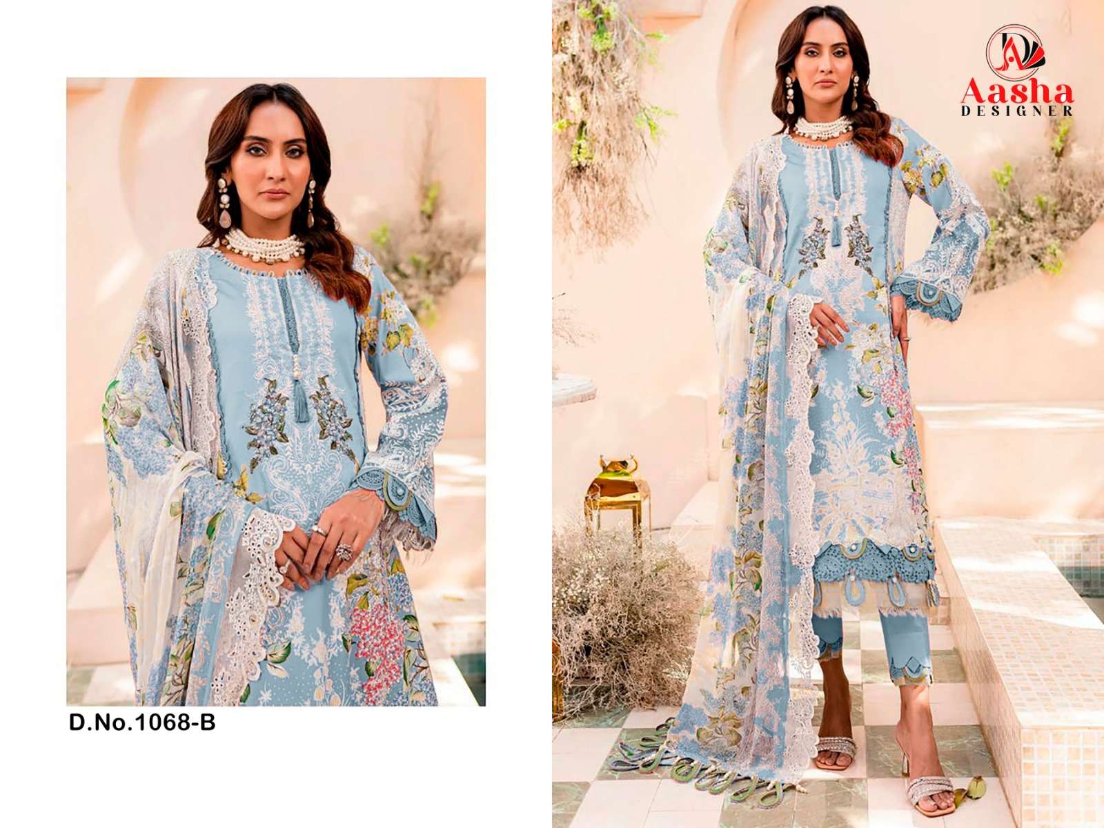 Aasha Needle Wonder Vol 7 Chiffon Dupatta Salwar Suits Wholesale catalog