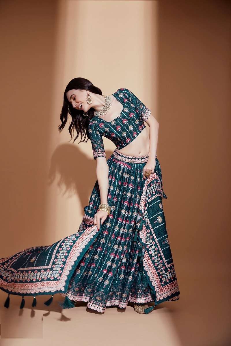 AMORA VOL – 1 TEAL  CROCHET EMBROIDERED Lehenga Choli Wholesale catalog