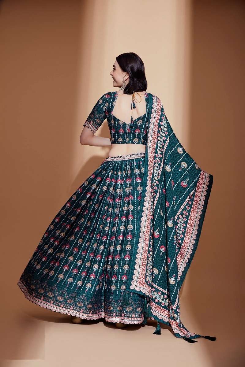 AMORA VOL – 1 TEAL  CROCHET EMBROIDERED Lehenga Choli Wholesale catalog