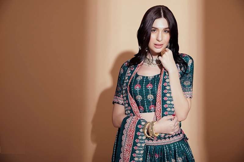 AMORA VOL – 1 TEAL  CROCHET EMBROIDERED Lehenga Choli Wholesale catalog