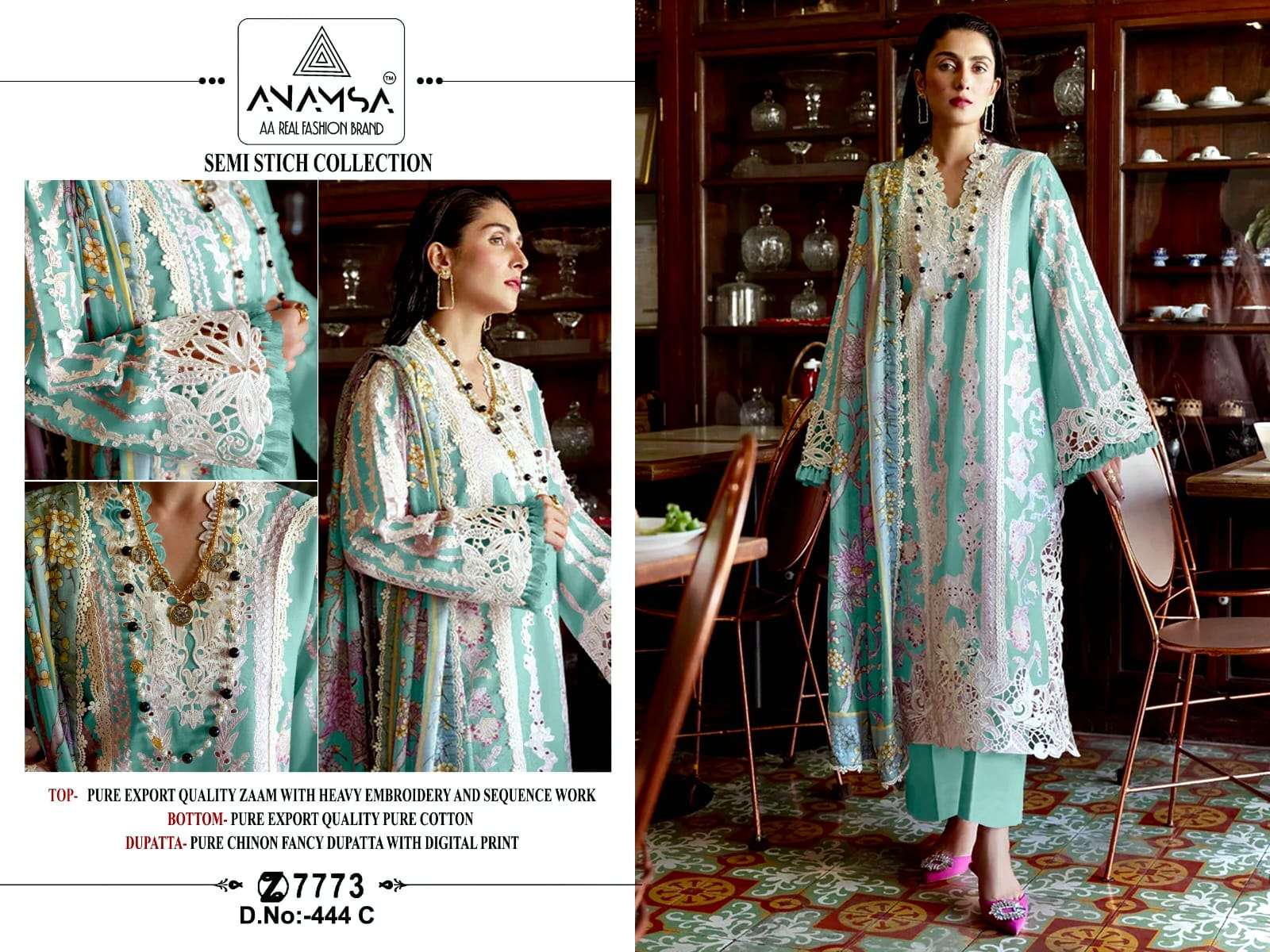 Anamsa 444 A To D Hit Colors Pakistani Suit Wholesale catalog