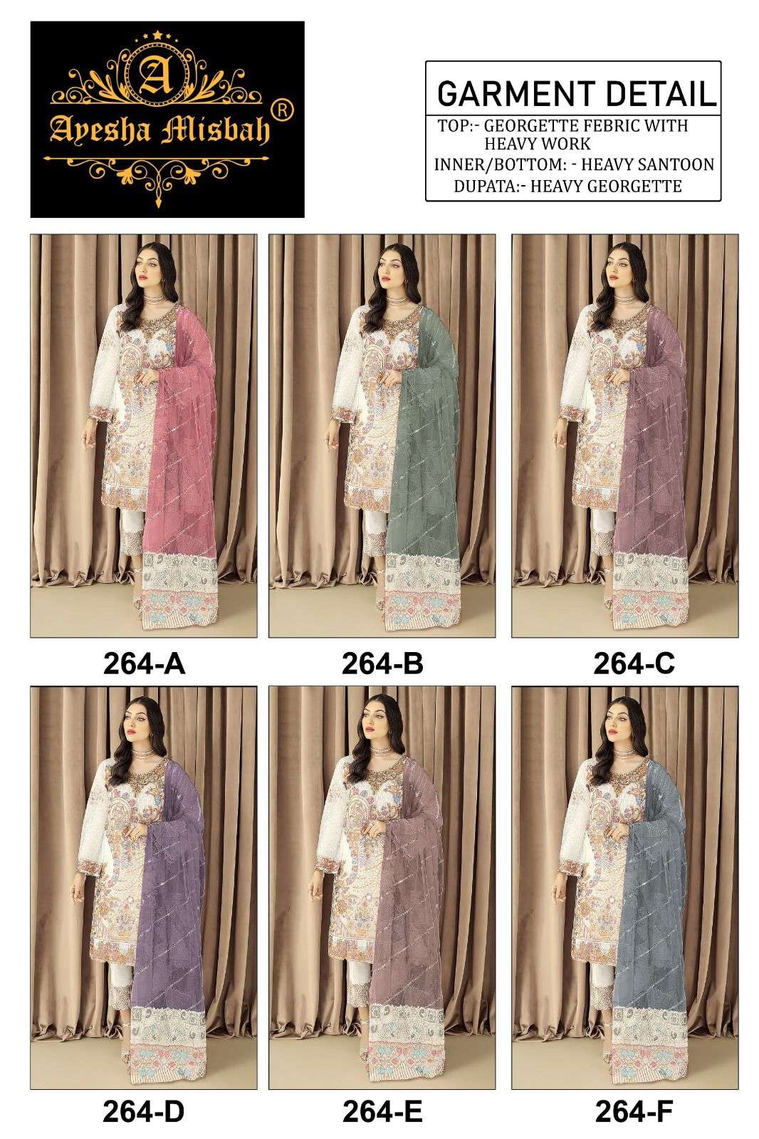Ayesha Misbah 264 Georgette Salwar Kameez Wholesale catalog