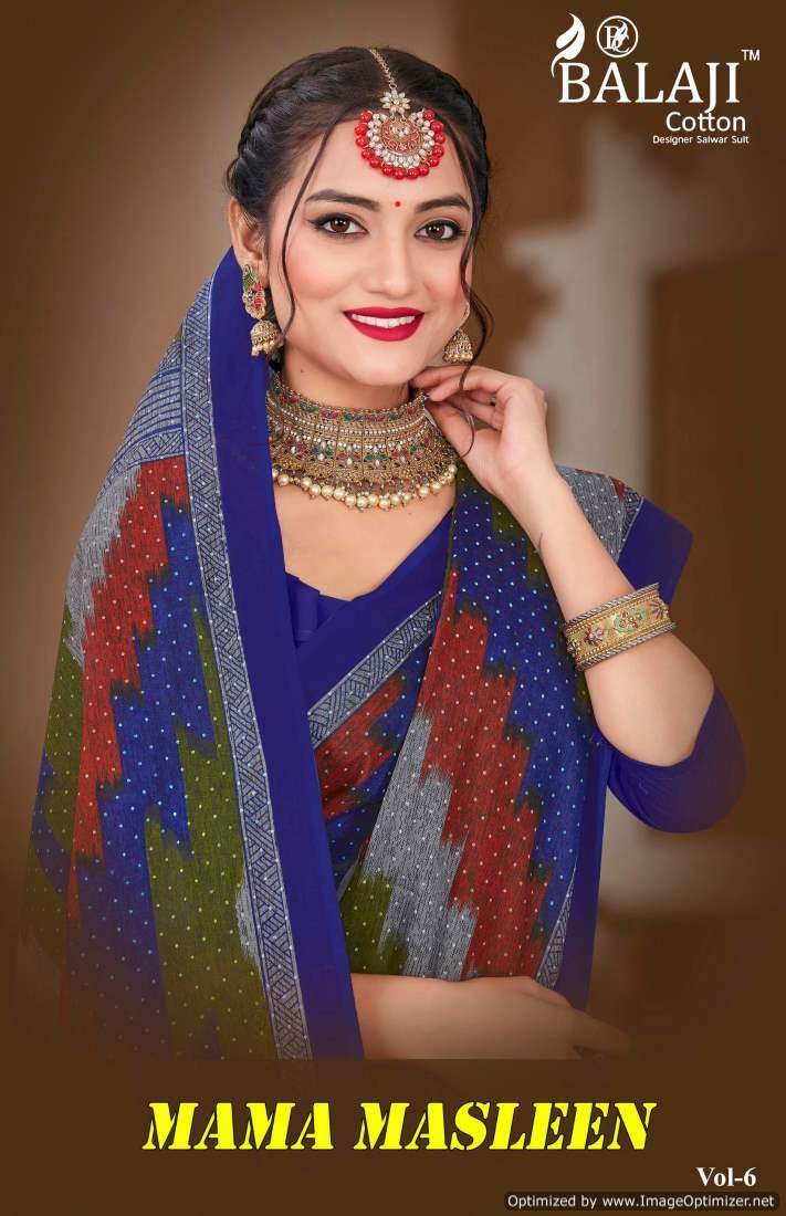 Balaji Mama Masleen Vol-6 – Cotton Sarees - Wholesale Catalog