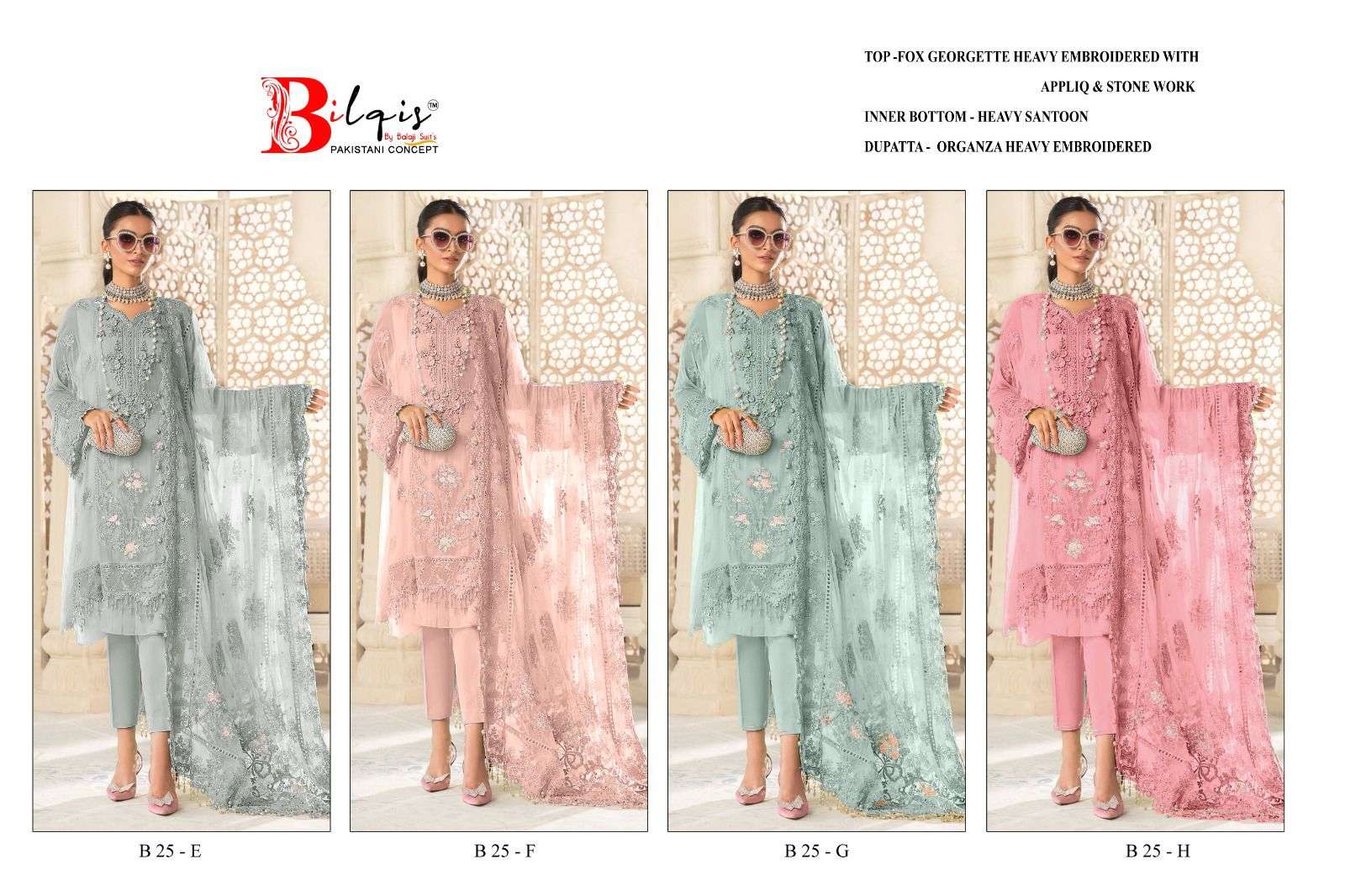 Bilqis B 25 E To H Georgette Salwar Suit Wholesale catalog