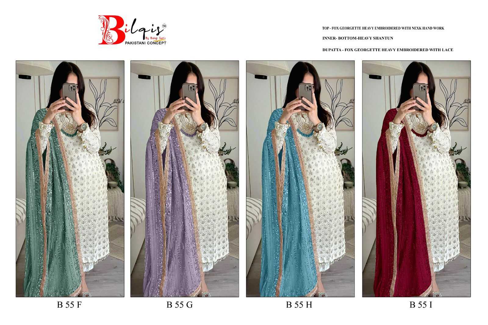Bilqis B 55 F To I Georgette Salwar Kameez Wholesale catalog