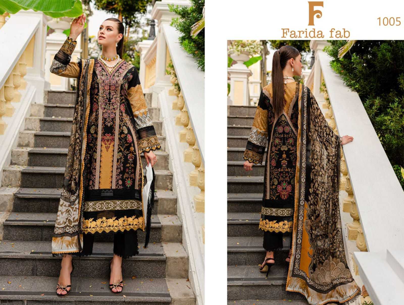 Farida Fab Gul Mohor Cotton Digital printed Dress Material Wholesale catalog