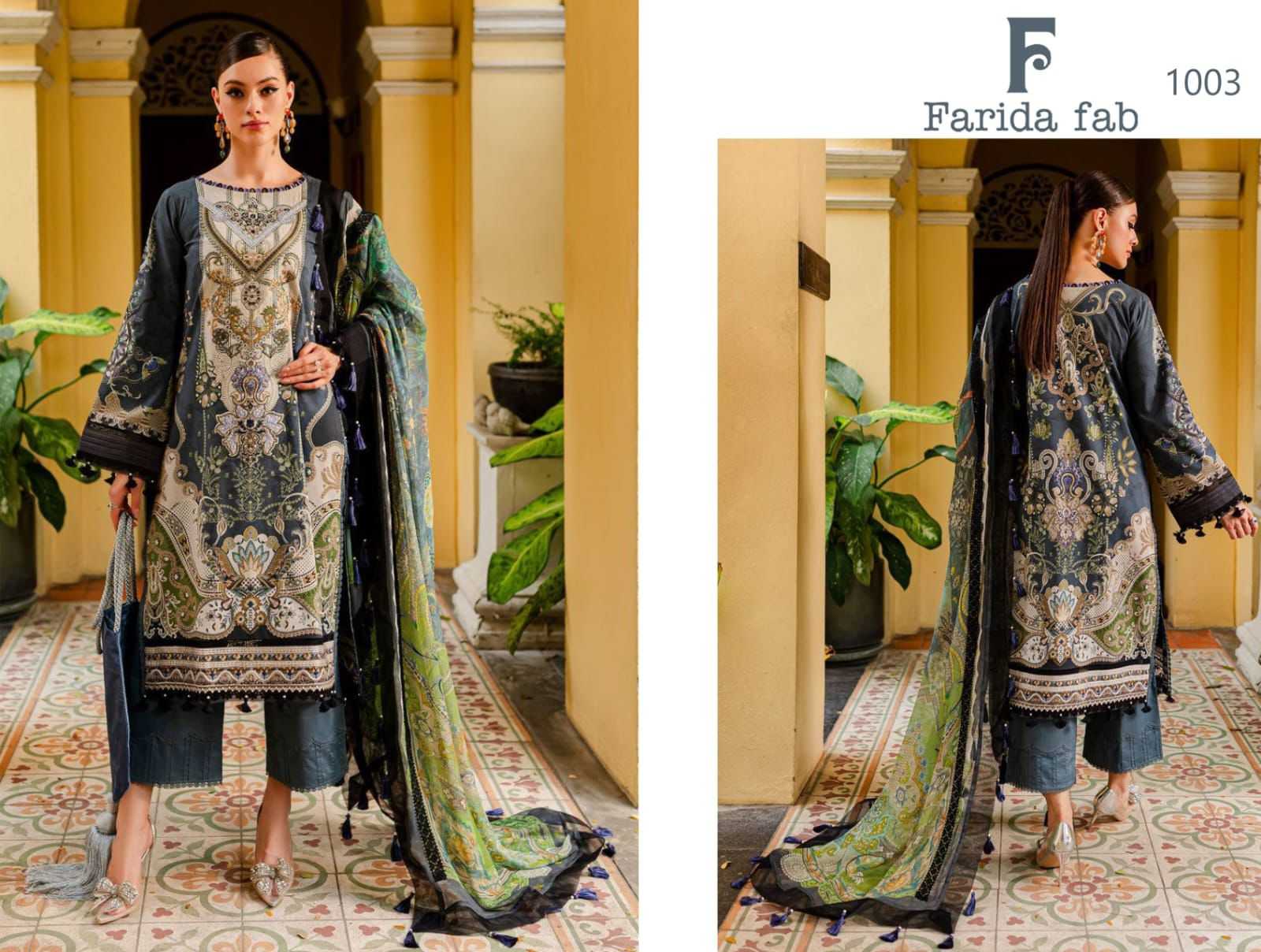 Farida Fab Gul Mohor Cotton Digital printed Dress Material Wholesale catalog