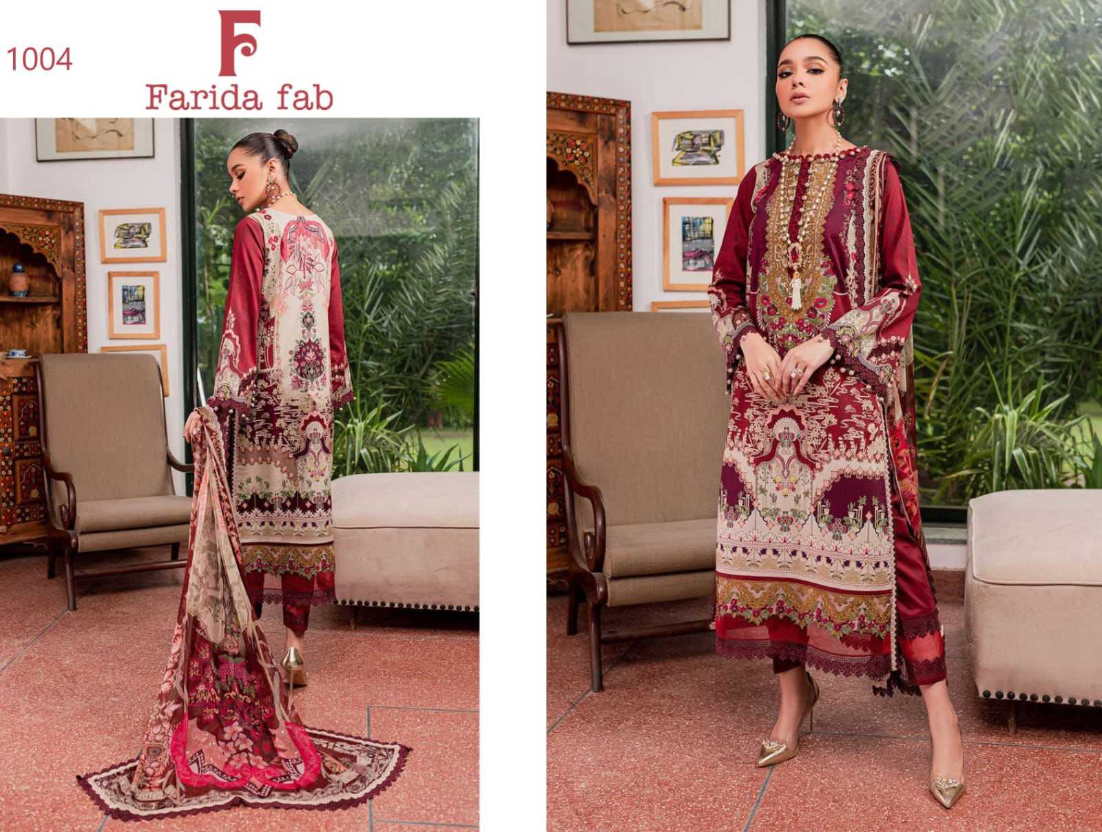 Farida Fab Gul Mohor Cotton Digital printed Dress Material Wholesale catalog